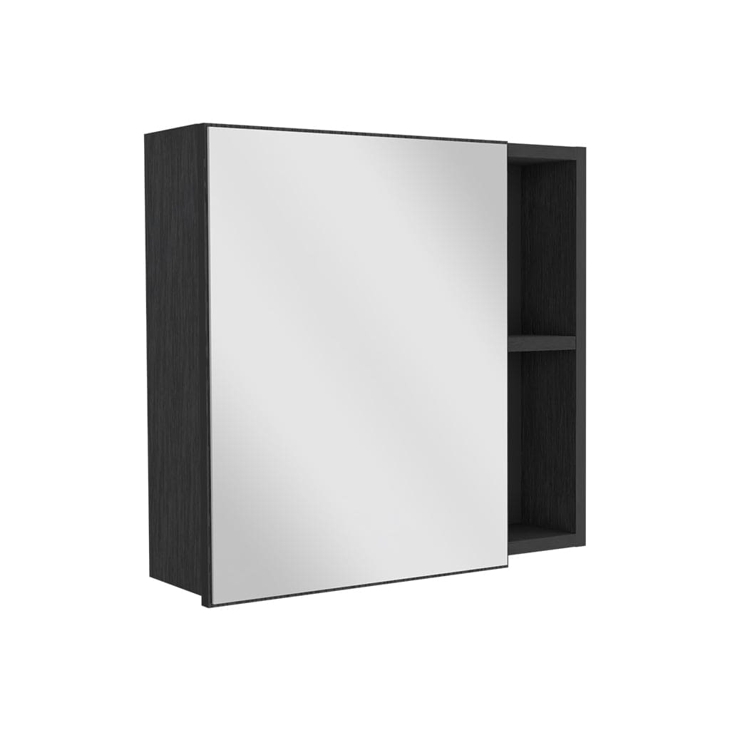 Medicine Cabinet Viking, Three Internal Shelves, Single Door, Two External Shelves, Black Wengue Finish