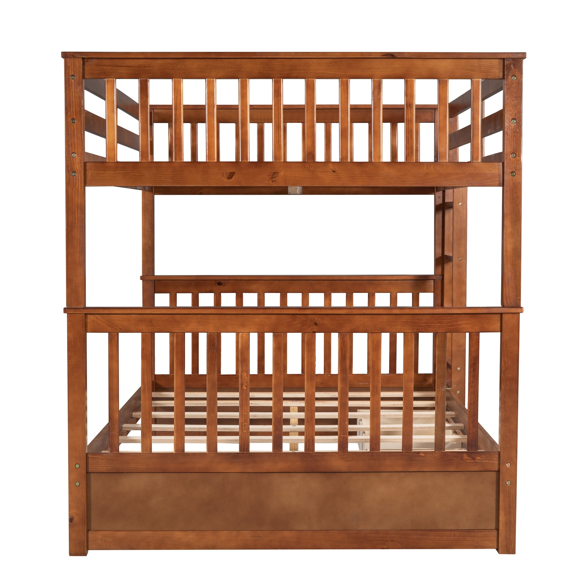 Full-Over-Full Bunk Bed with Ladders and Two Storage Drawers (Walnut)(OLD SKU:LT000365AAD)