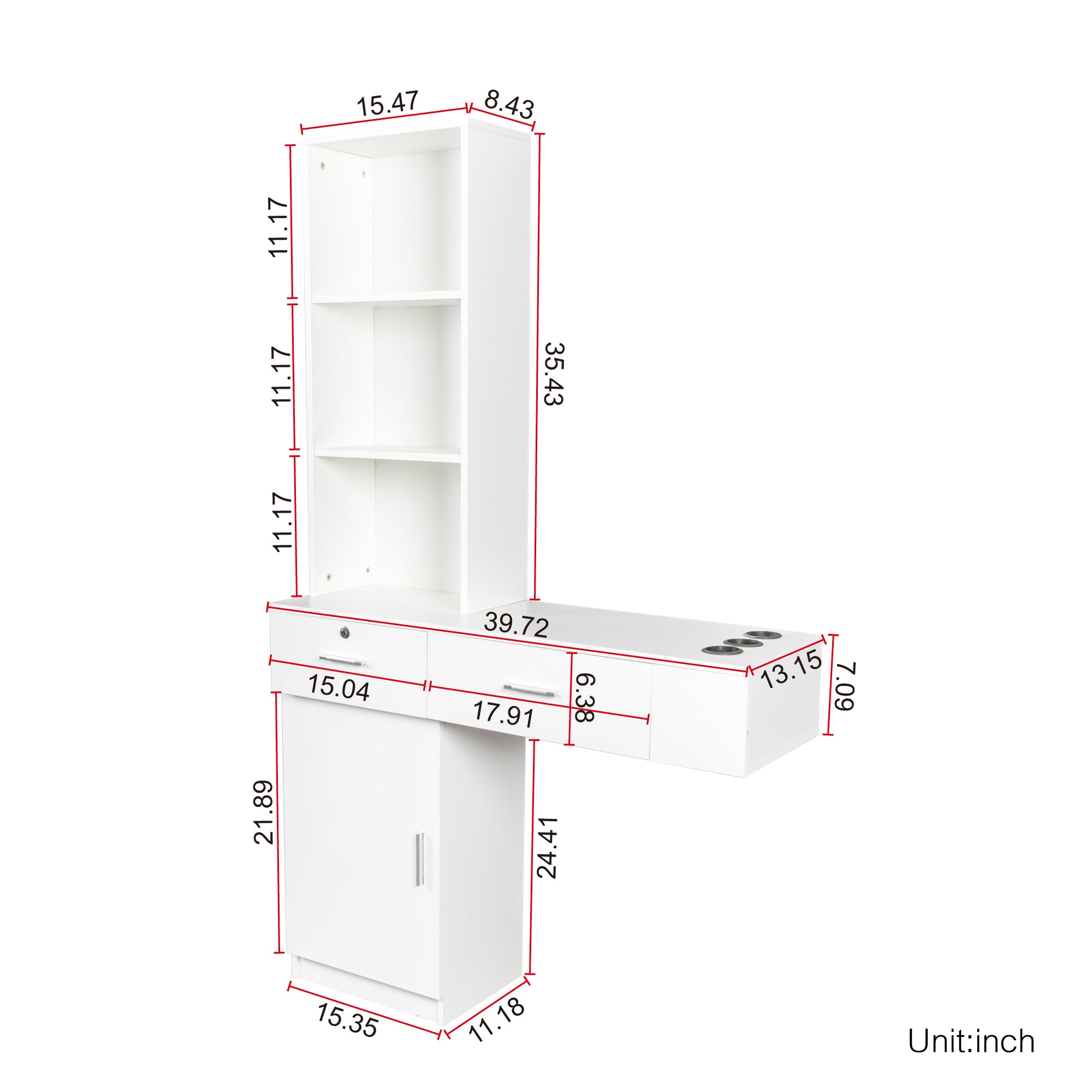 White modern simple hair desk, multi-layer storage, large storage space