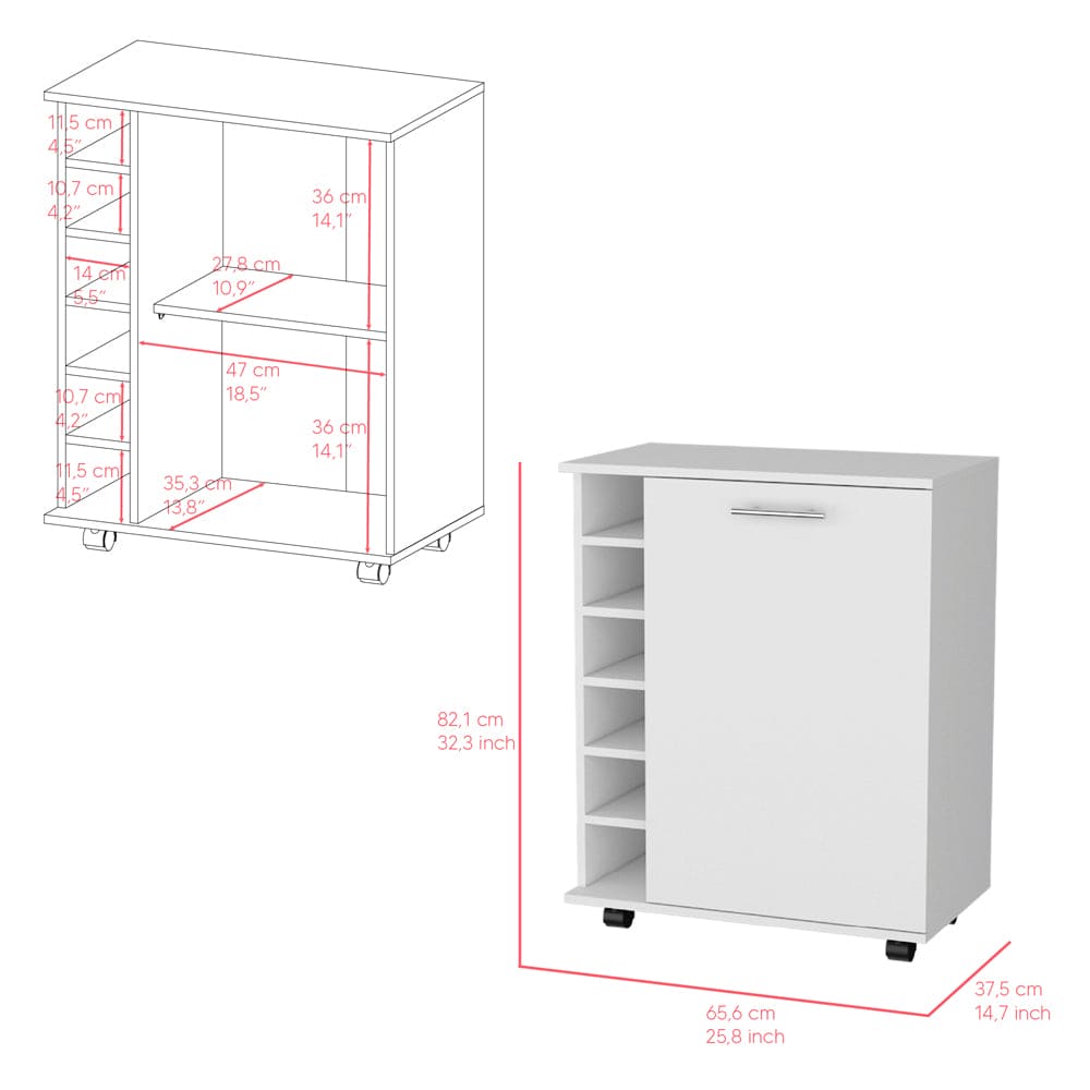 Bar Cart Cisco, Living Room, White