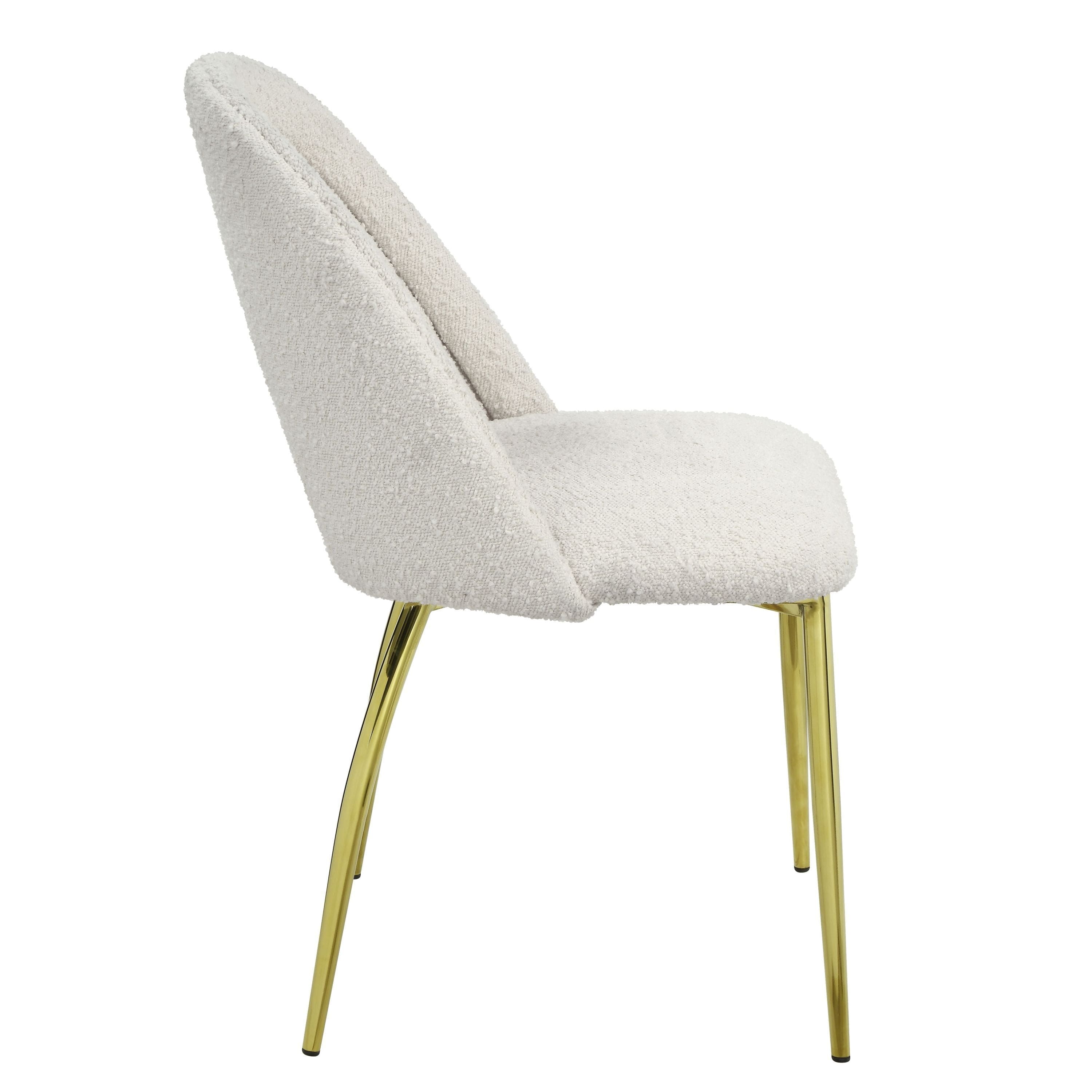 ACME Fadri Side Chair (Set-2), Teddy Sherpa & Mirrored Gold Finish DN01953