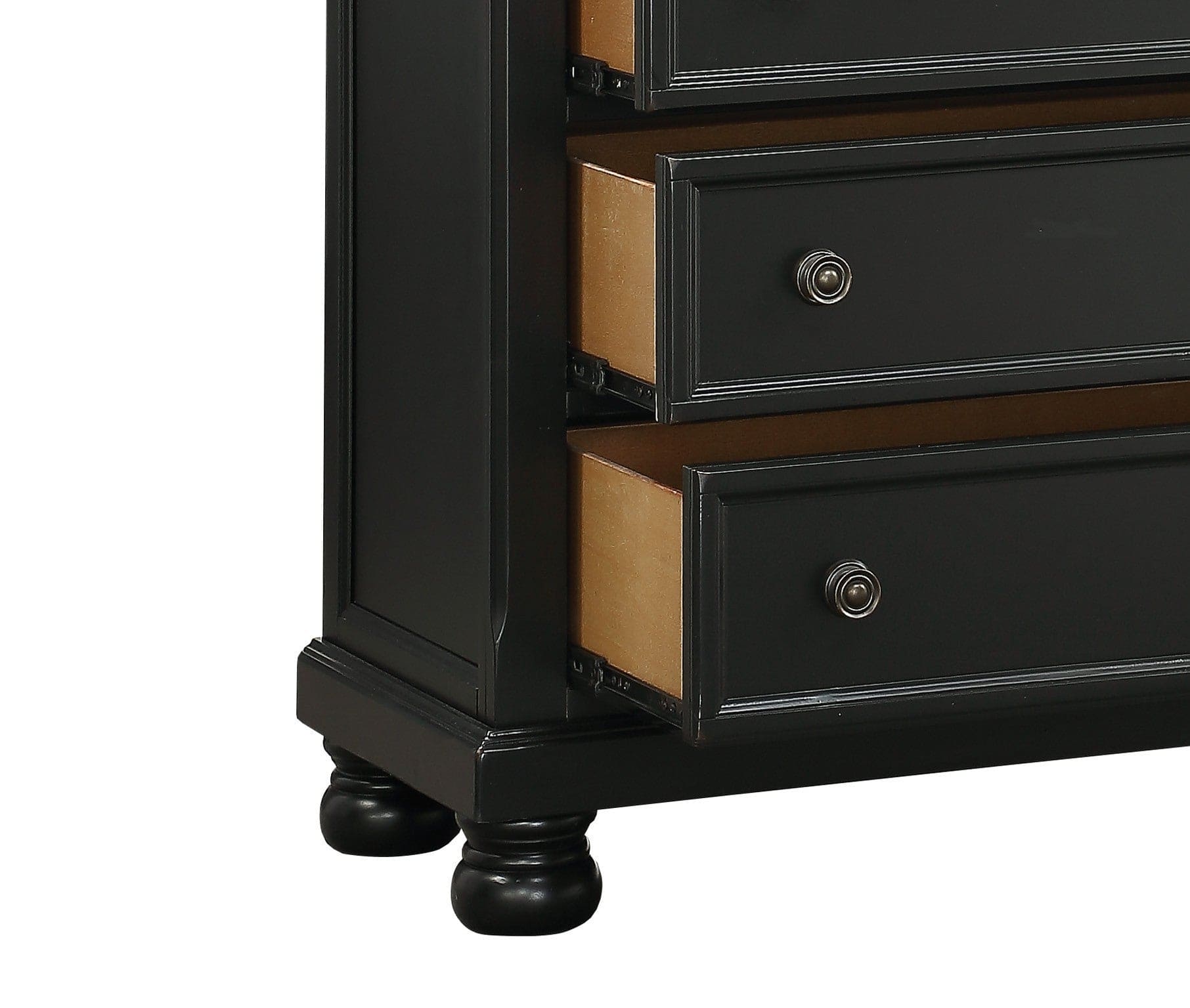 Casual Transitional Styling 1pc Chest of Drawers Black Finish Bun Feet Bedroom Furniture