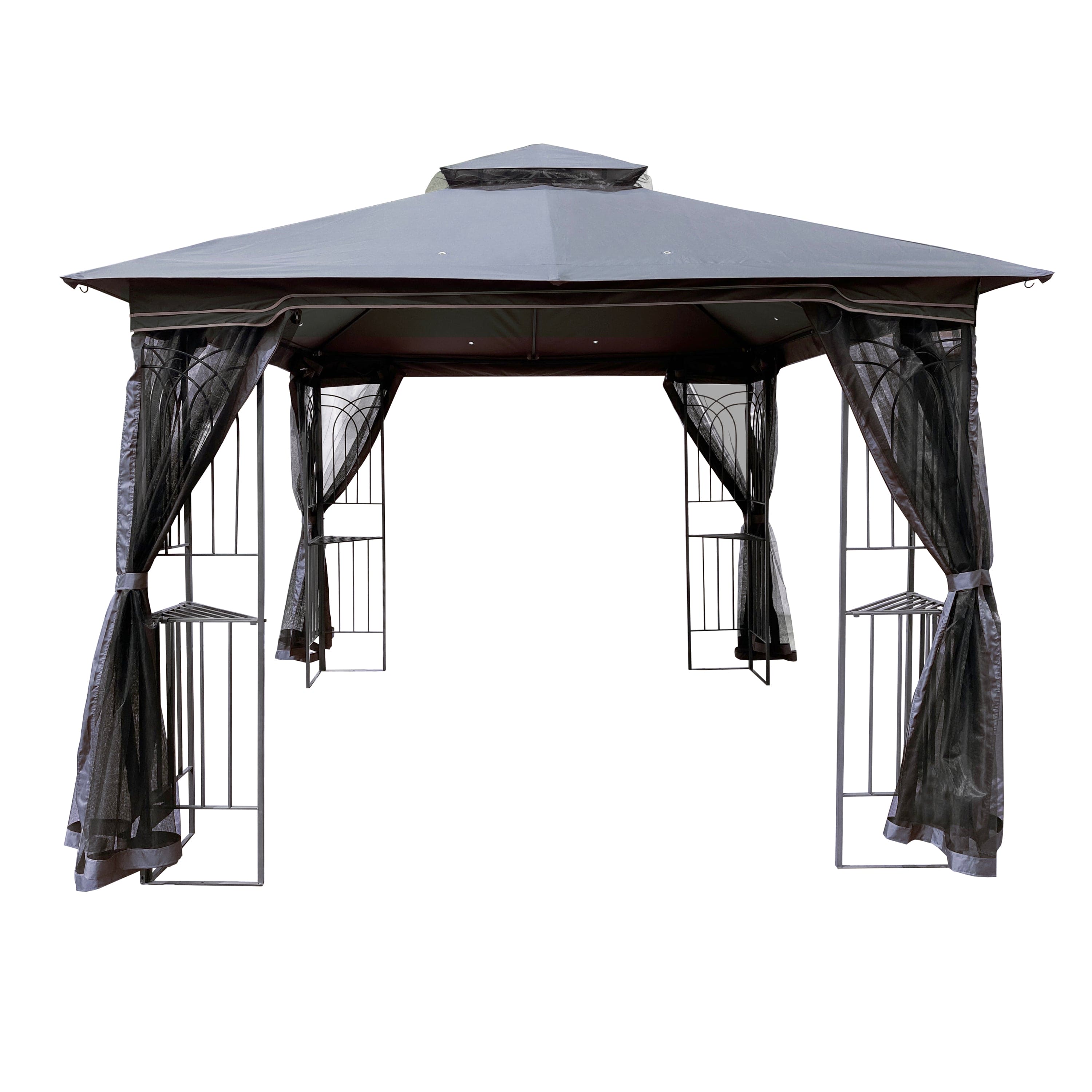 10x10 Outdoor Patio Gazebo Canopy Tent With Ventilated Double Roof And Mosquito net(Detachable Mesh Screen On All Sides),Suitable for Lawn, Garden, Backyard and Deck,Gray Top