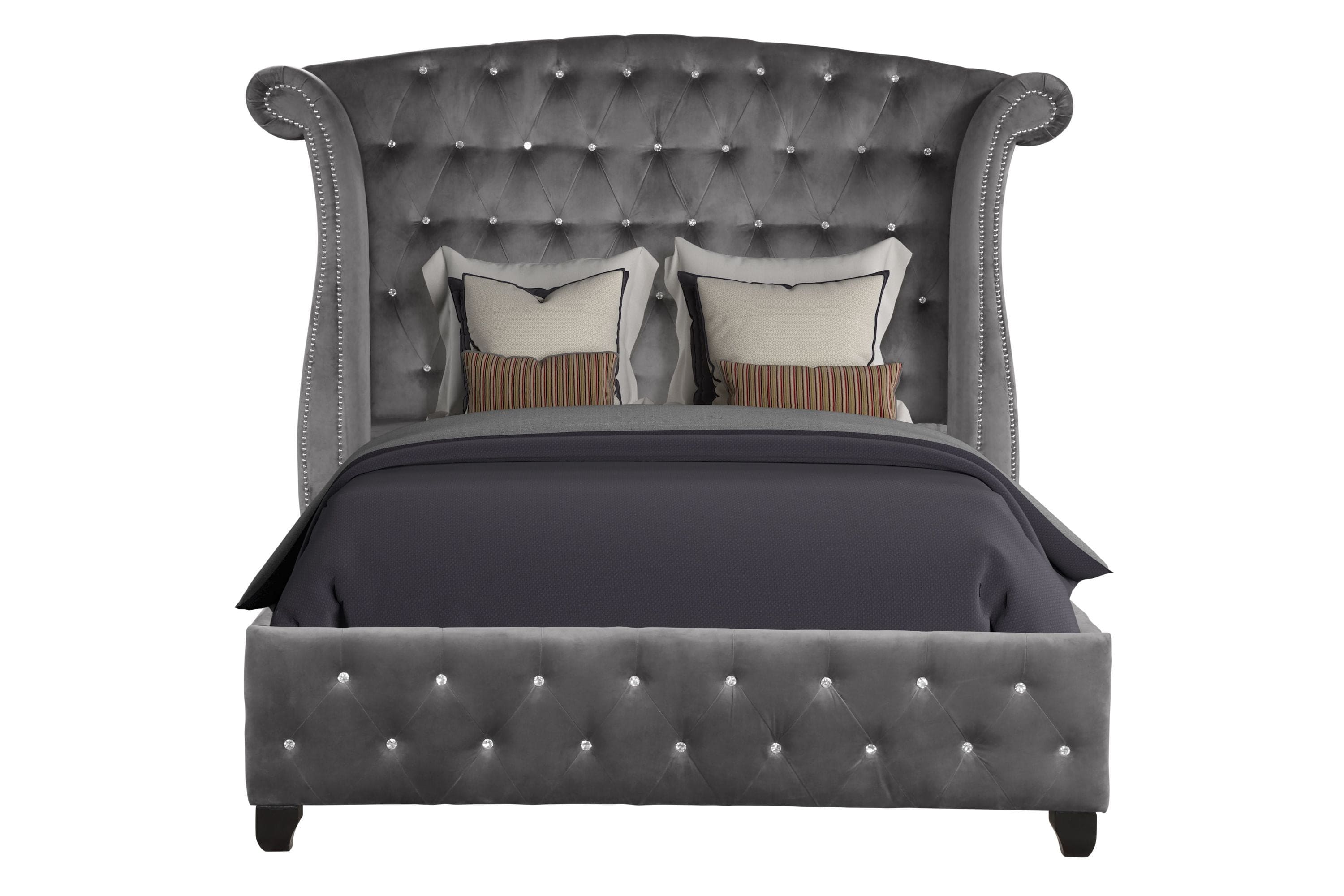 Sophia Full 4 Pc Bedroom Set In Color Gray Made With  Wood