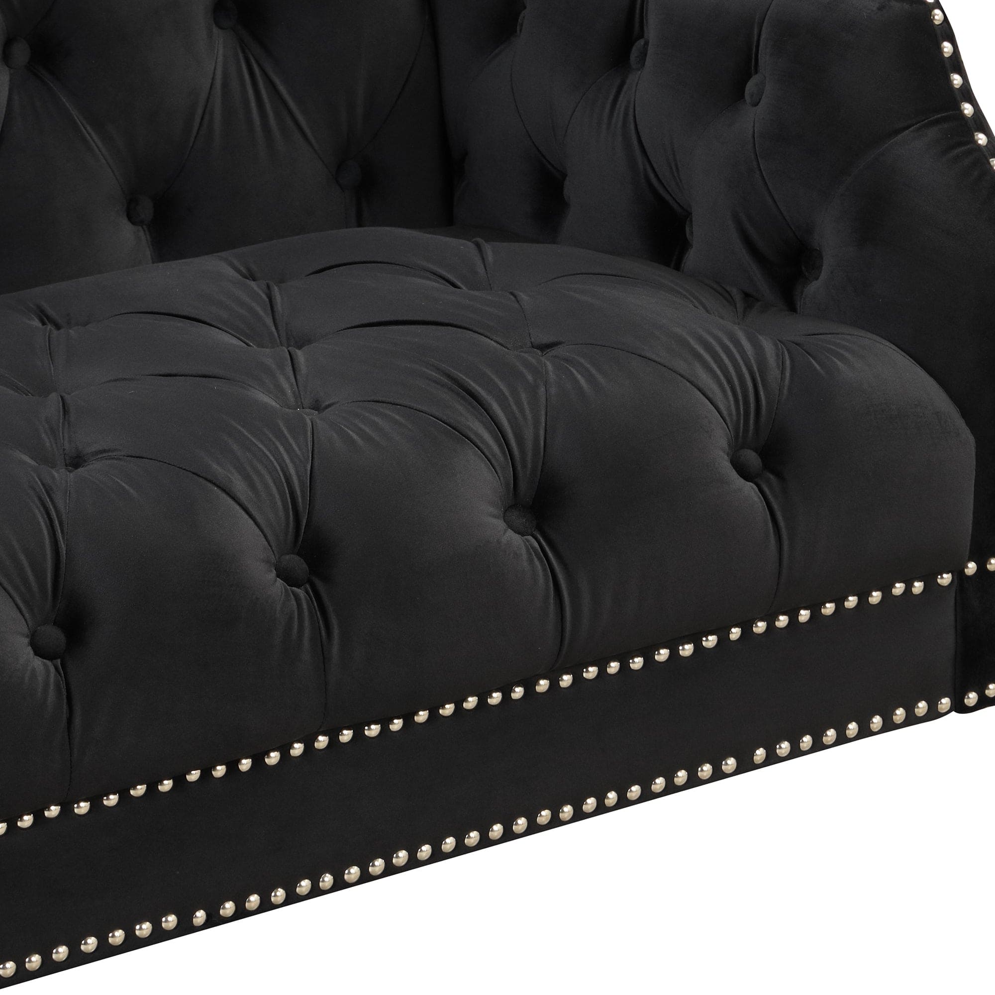 78" Modern Sofa Dutch Plush Upholstered Sofa with Metal Legs, Button Tufted Back Black