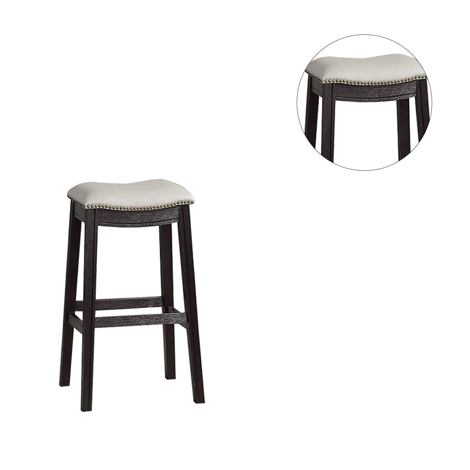 Grey PU Upholstery Bar Stool, Set of 2