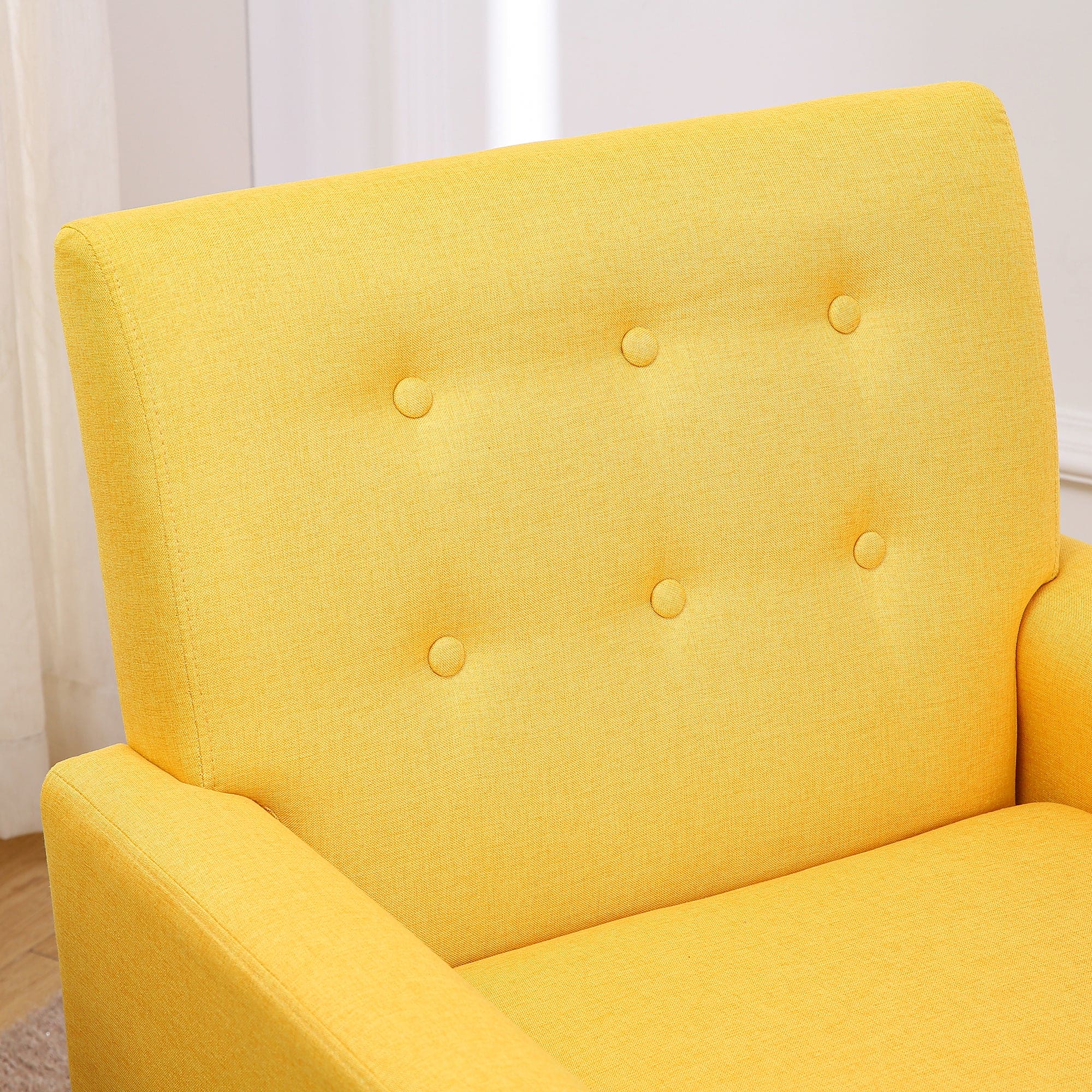 Downloads: 20 
Fabric Accent Chair for Living Room, Bedroom Button Tufted Upholstered Comfy Reading Accent Chairs Sofa (Yellow)