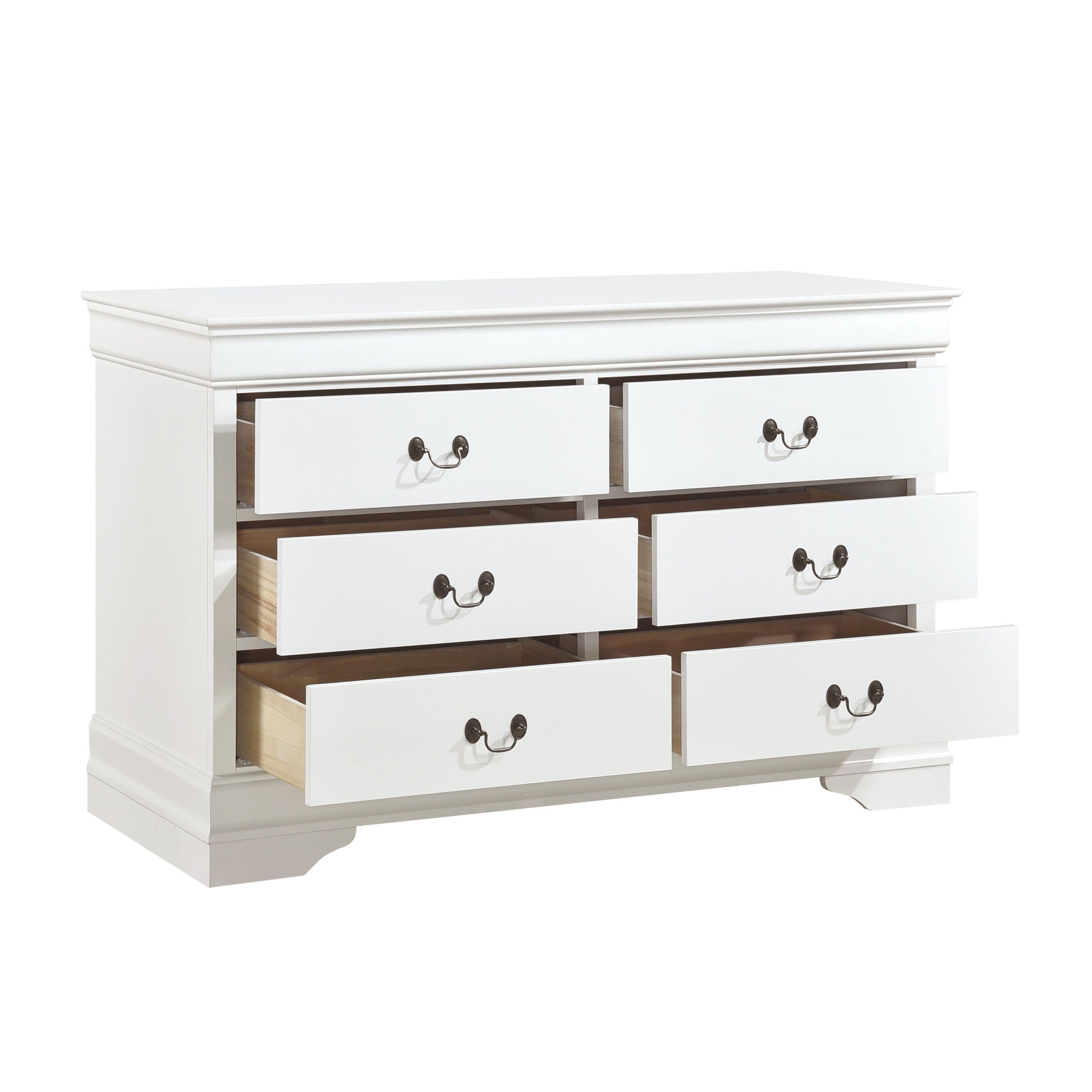 Traditional White Dresser Louis Phillippe Style Antique Drop Handles Classic Bedroom Furniture