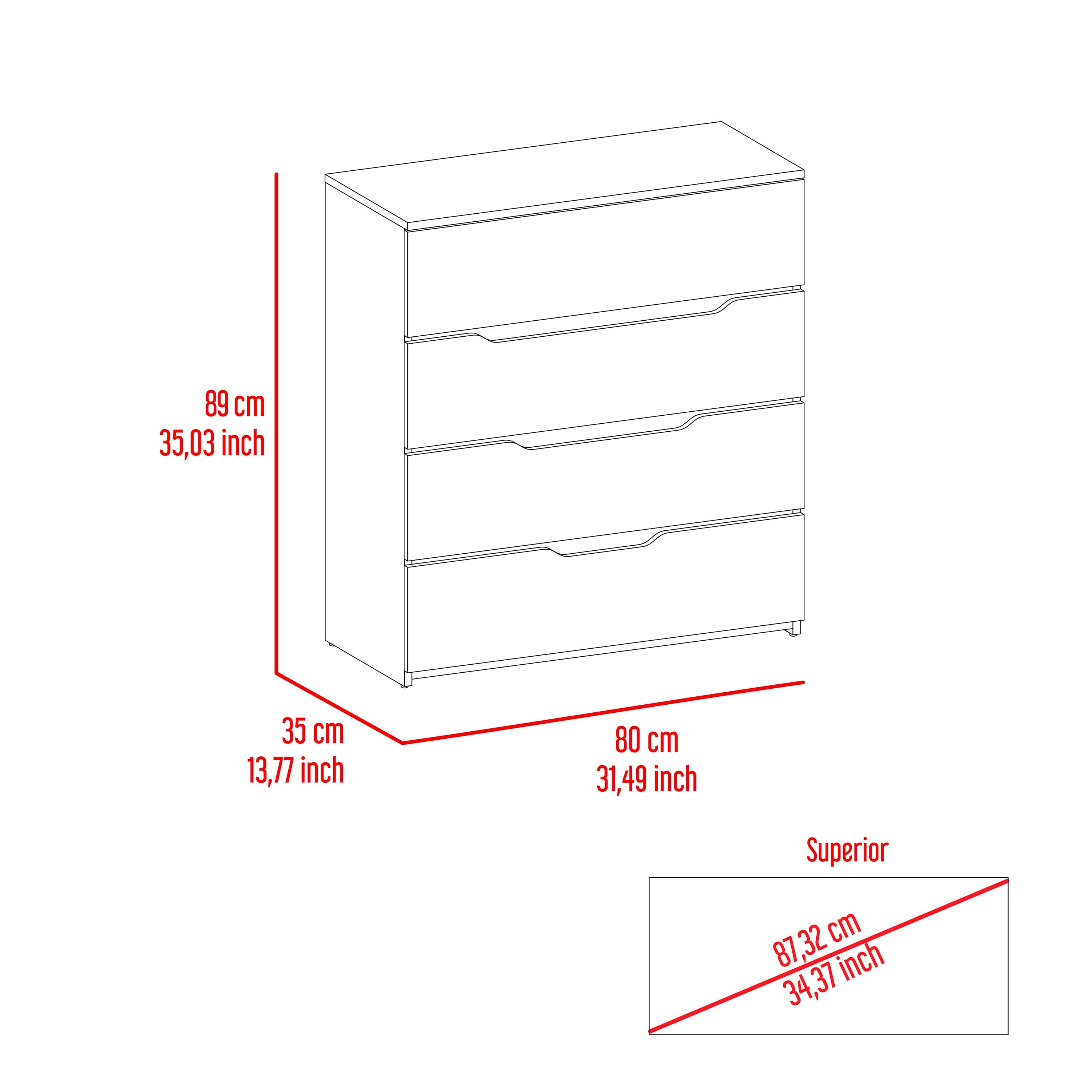 Dresser Oboe, Superior Top, Four Drawers, Black Wengue/ Light Oak Finish