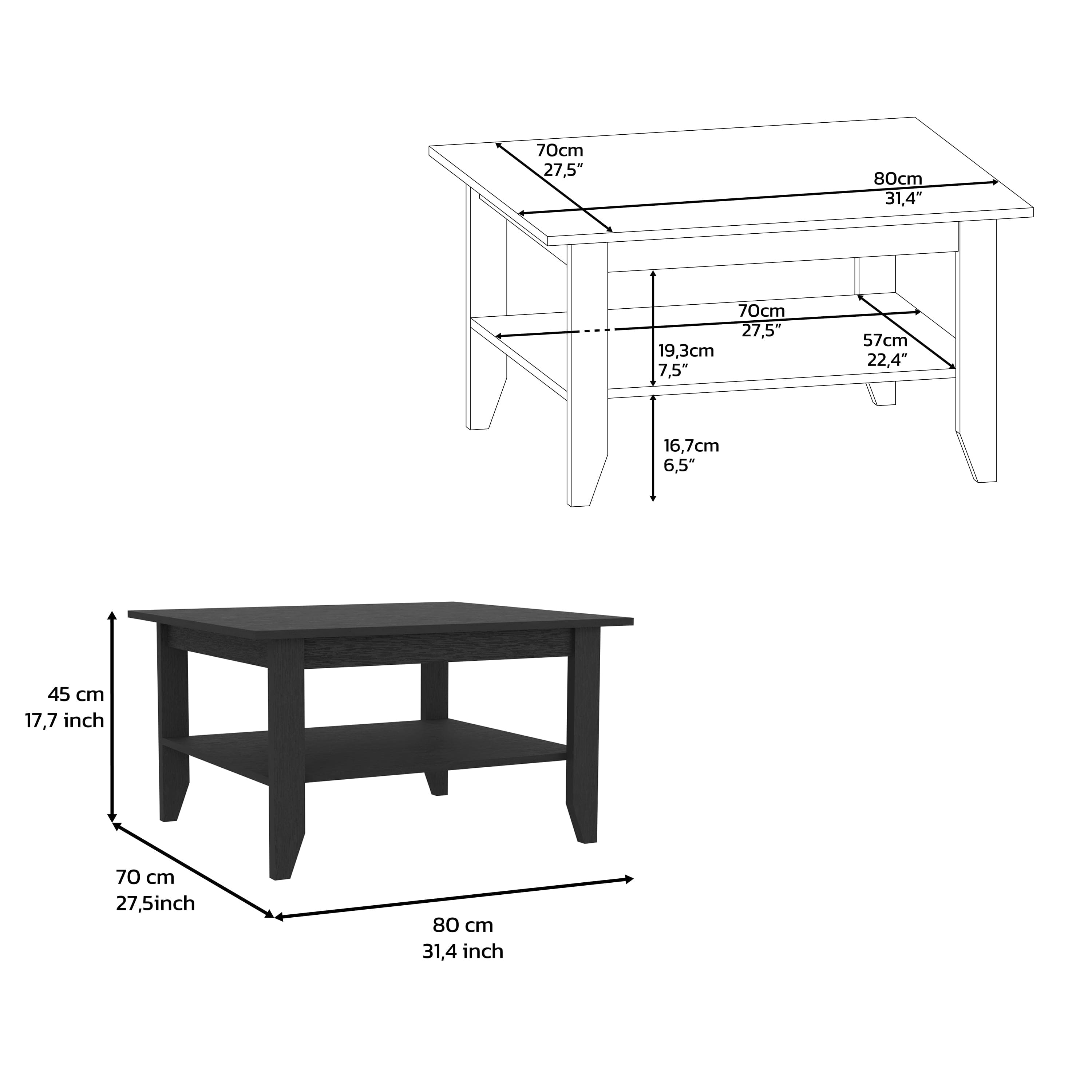 Coffee Table San Jose, One Shelf, Black Wengue Finish