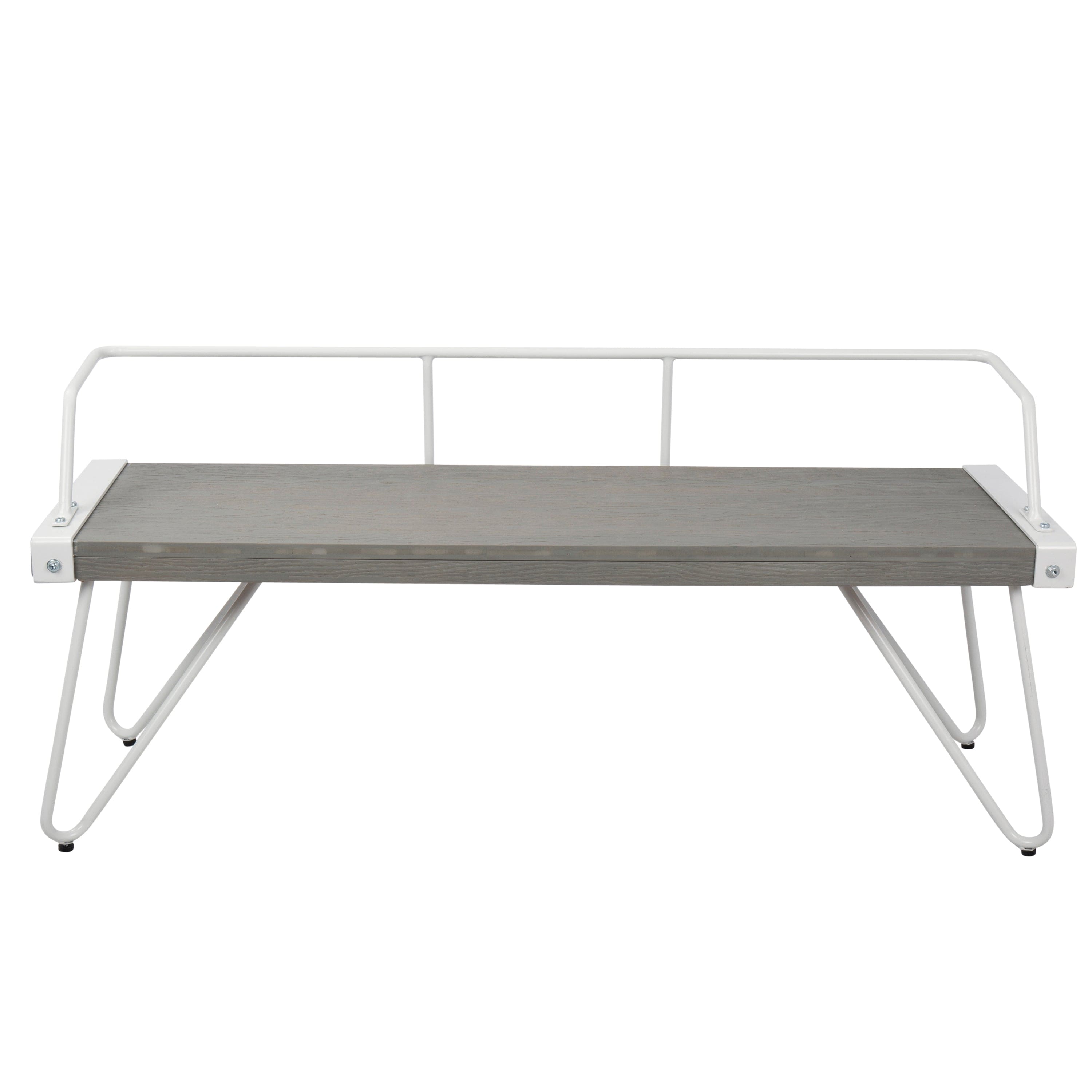 Stefani Industrial Bench in White and Grey by LumiSource