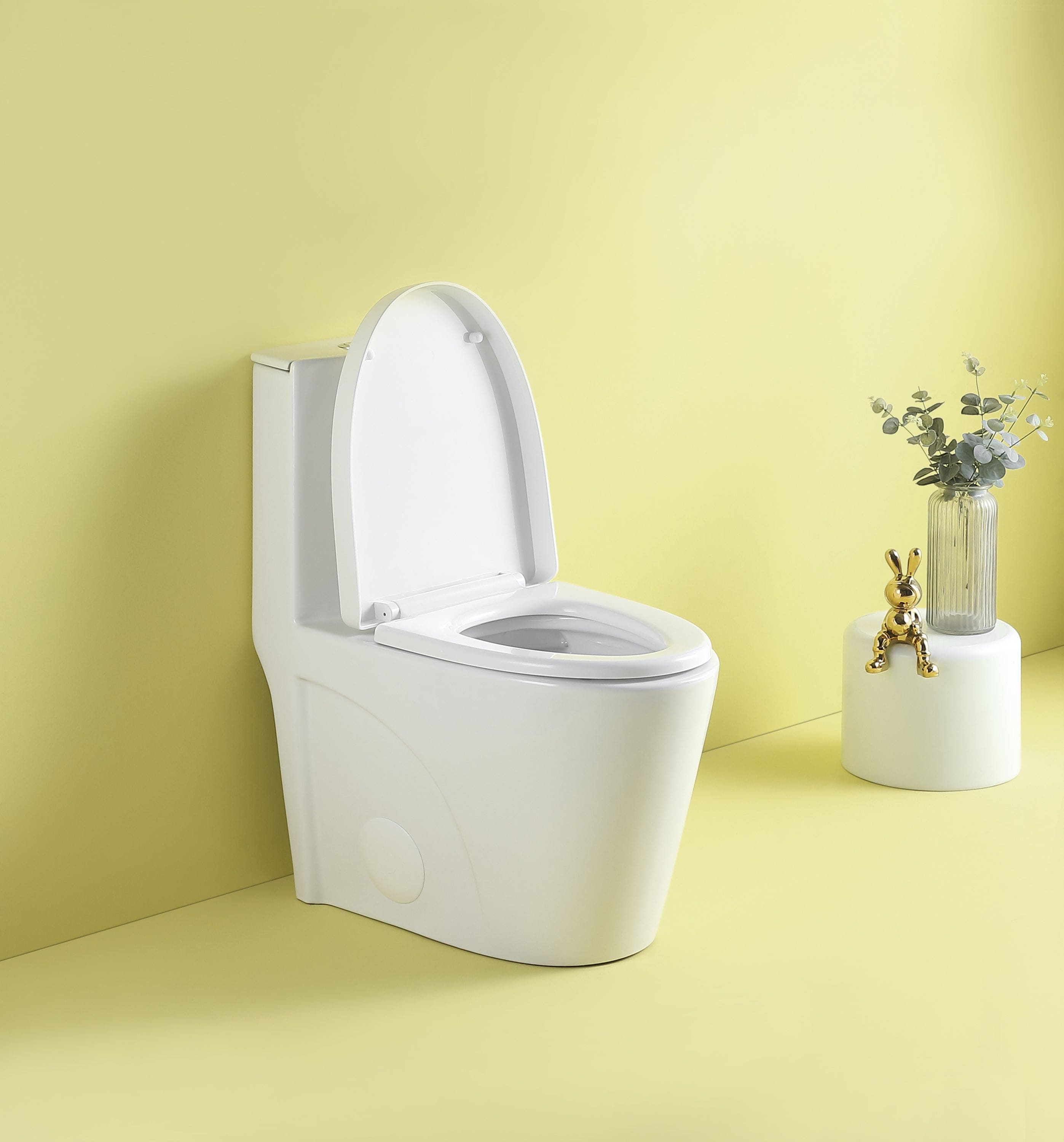 1.1/1.6 GPF Dual Flush 1-Piece Elongated Toilet with Soft-Close Seat - Gloss White,  Water-Saving, Modern, Stylish Design 23T01-GW