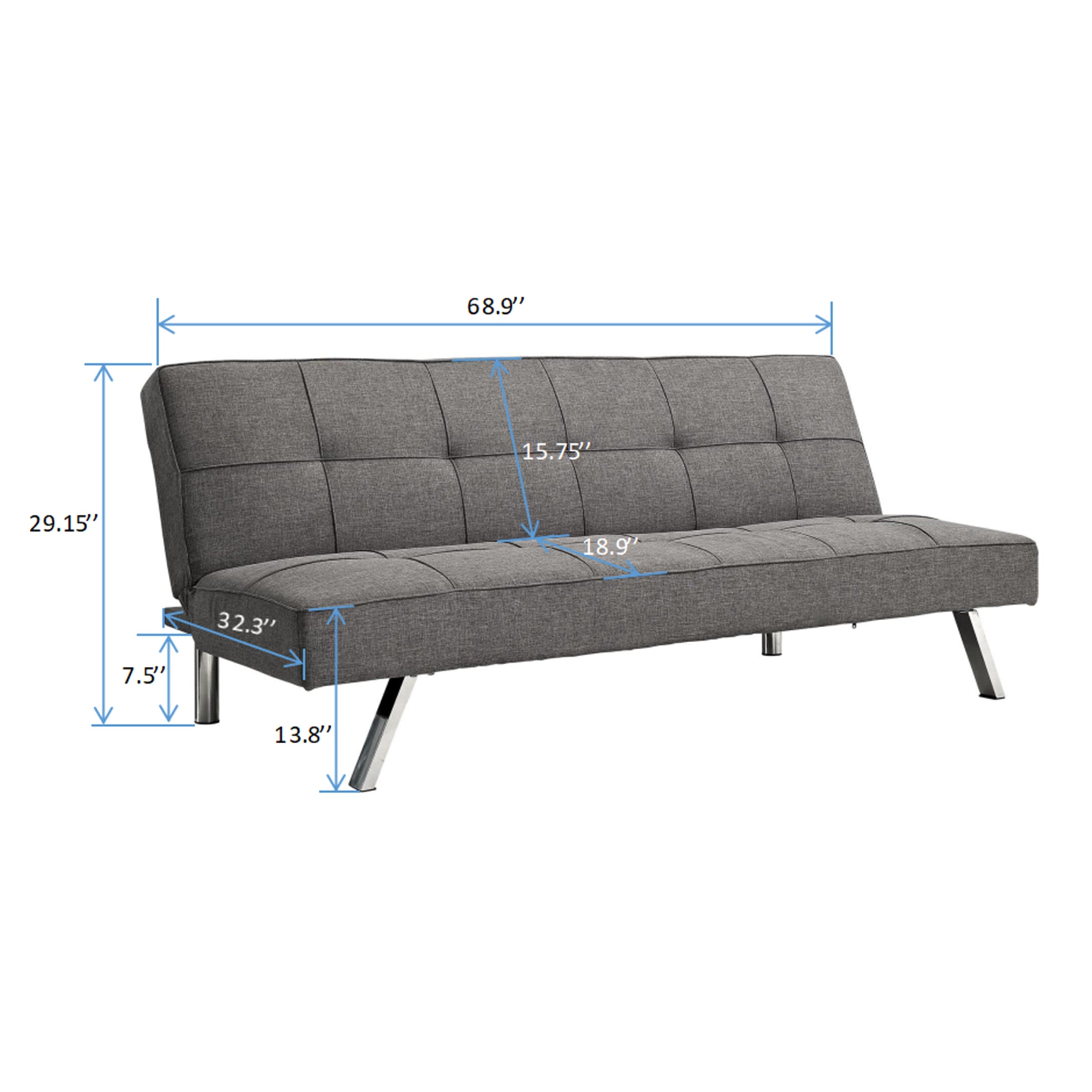 METAL FRAME, STAINLESS LEG, FUTON, SOFA BED