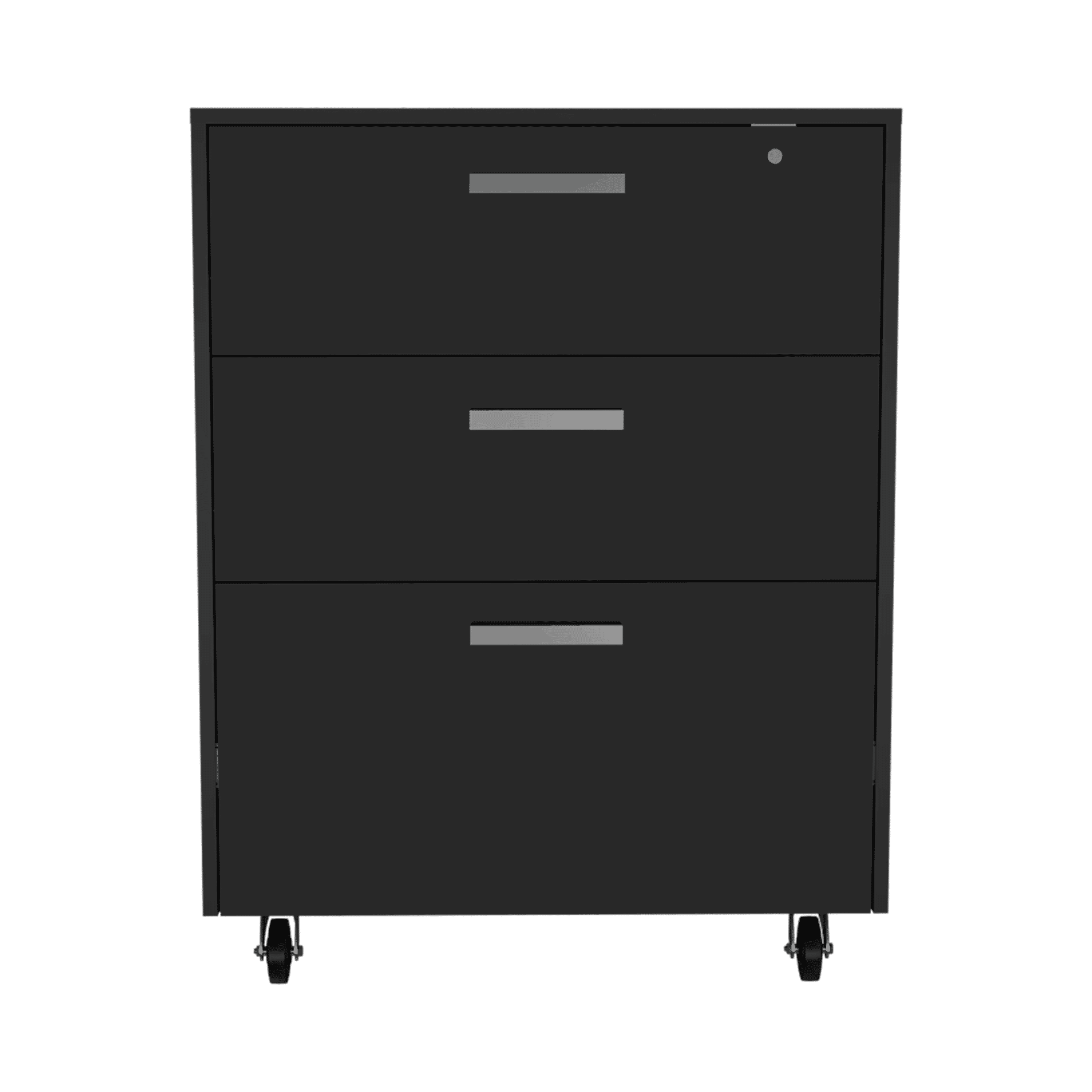 3 Drawers Storage Cabinet with Casters Lions Office, Black Wengue Finish