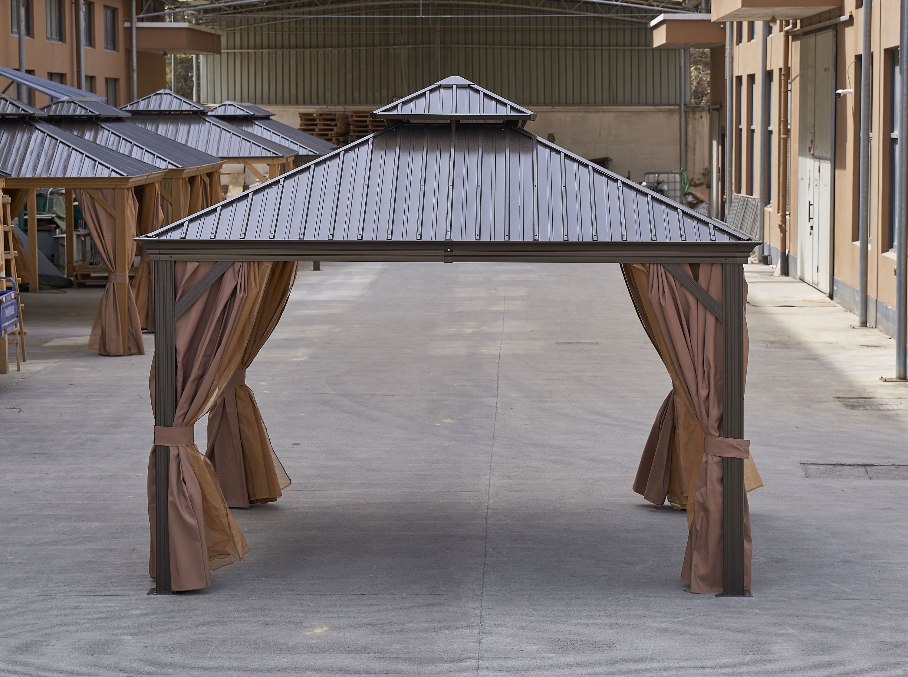 12*12FT patic gazebo,alu gazebo with steel canopy,Outdoor Permanent Hardtop Gazebo Canopy for Patio, Garden, Backyard