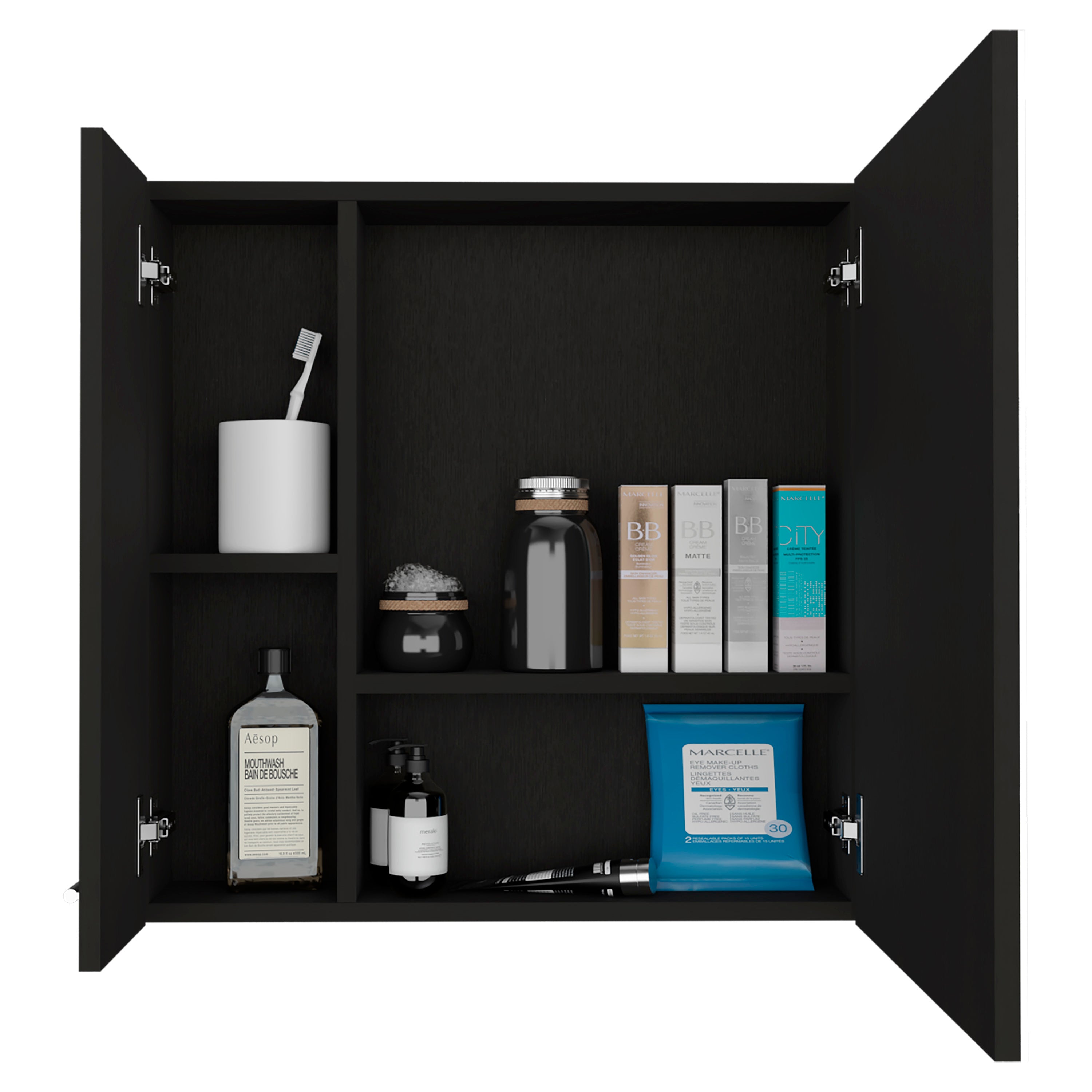 Medicine Cabinet Prague, Four Internal Shelves, Single Door, Black Wengue Finish