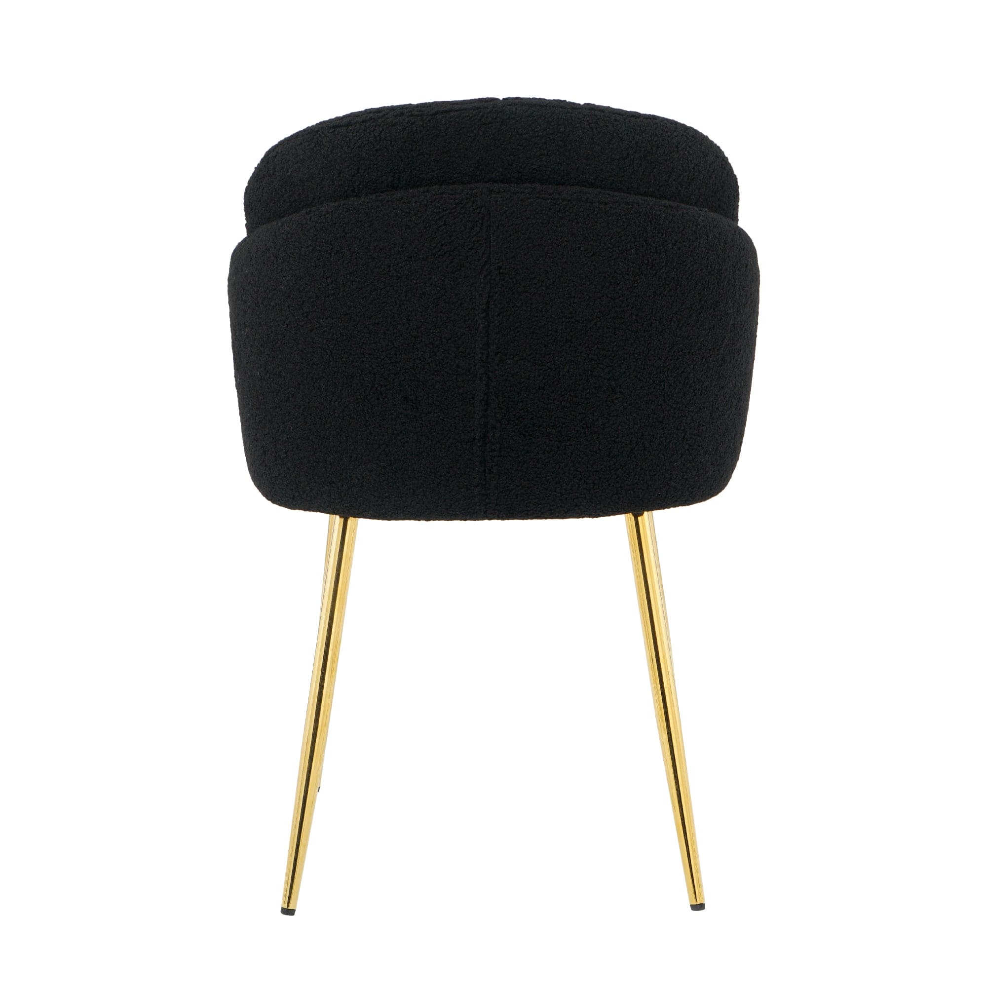 Modern simple black teddy fleece dining chair Fabric Upholstered Chairs home bedroom stool back dressing chair gold metal legs(set of 2)