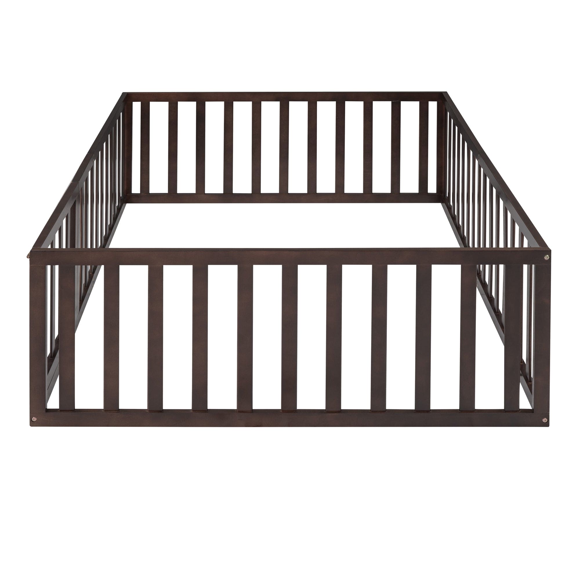 Full Size Wood Daybed Frame with Fence, Walnut(OLD SKU:WF289662AAL)