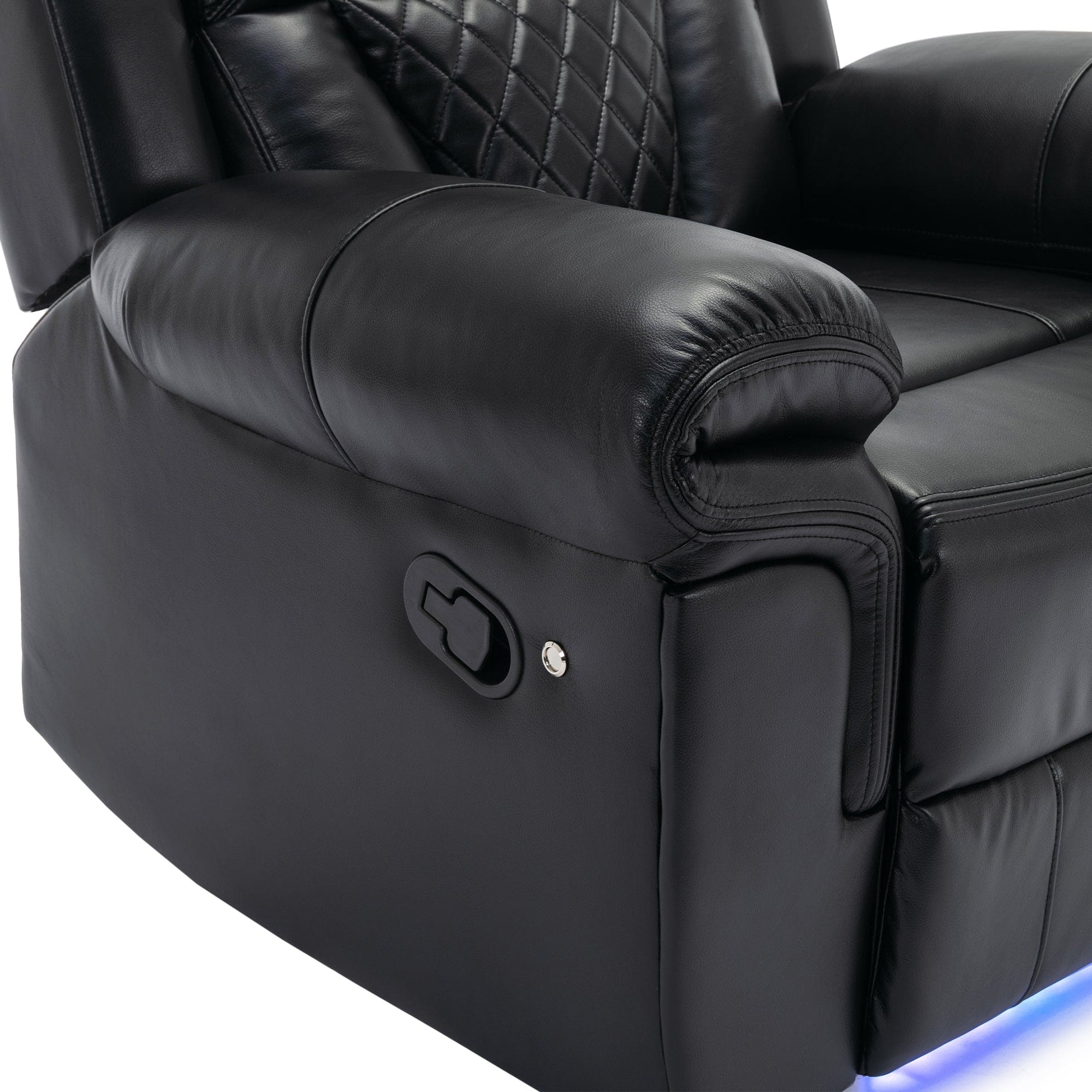 Home Theater Seating Manual Recliner Chair with LED Light Strip for Living Room,Bedroom, Black