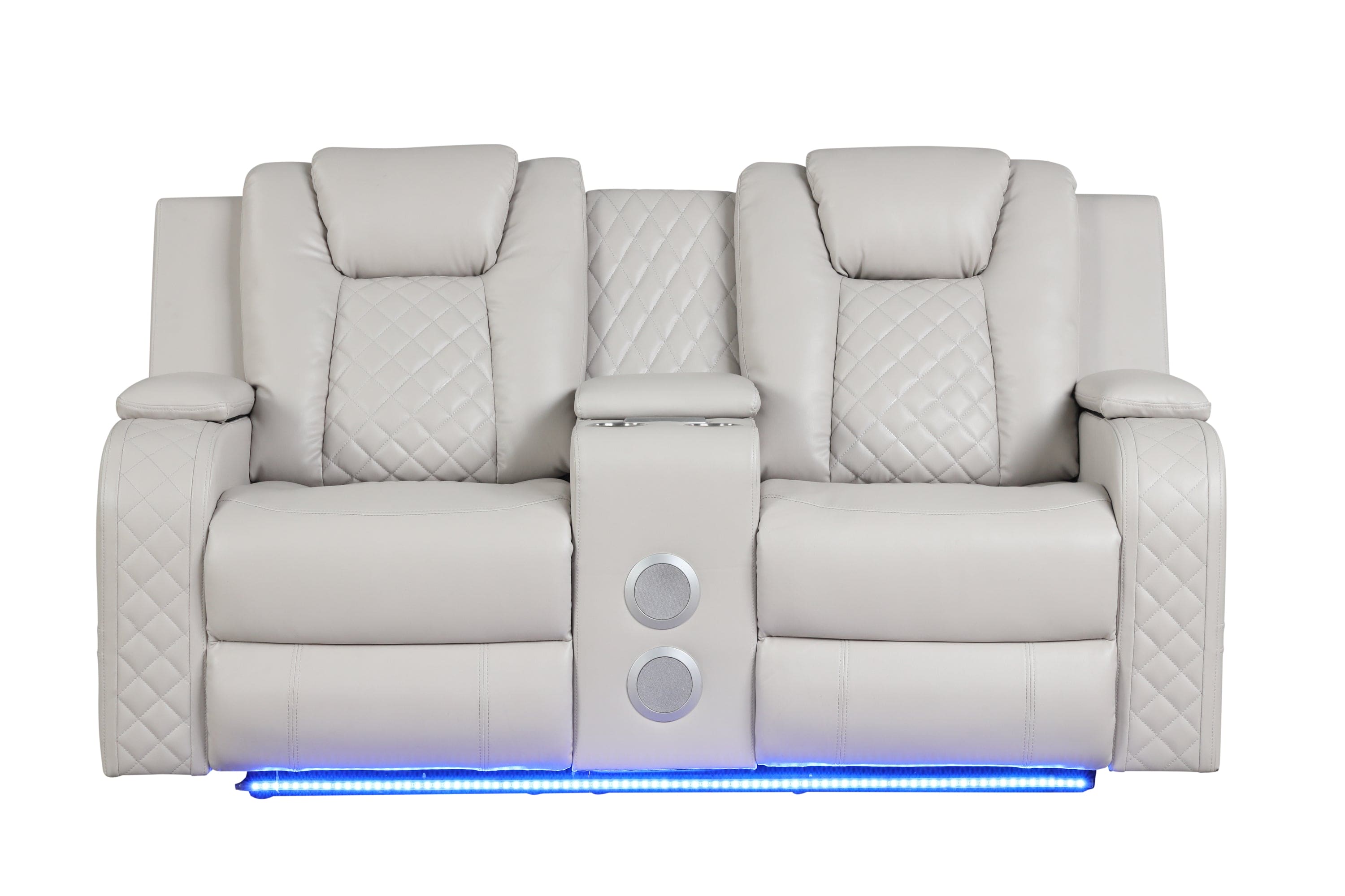 Benz LED & Power Reclining Loveseat Made With Faux Leather in Ice