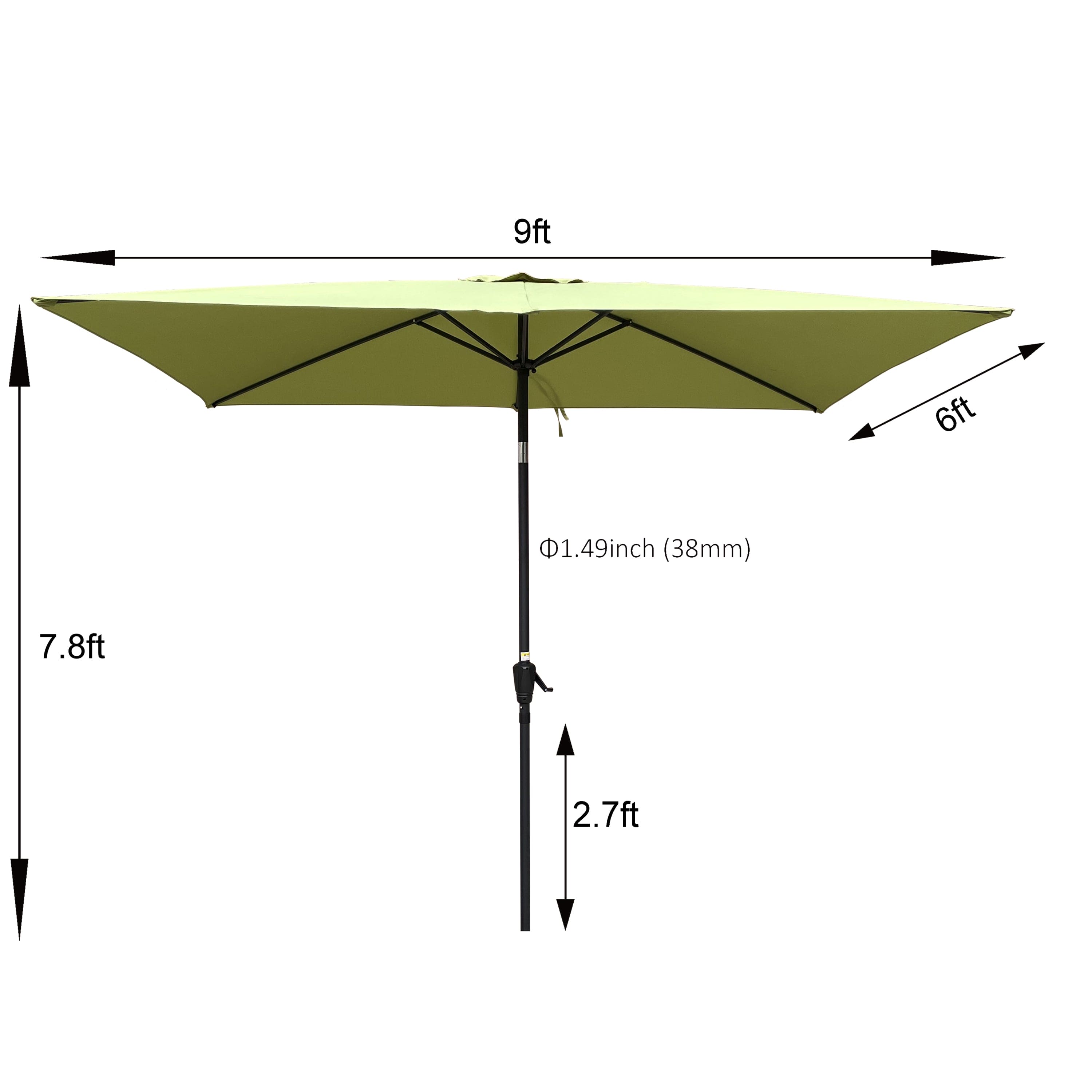 6 x 9ft  Patio Umbrella Outdoor  Waterproof Umbrella with Crank and Push Button Tilt without flap for Garden Backyard Pool  Swimming Pool Market