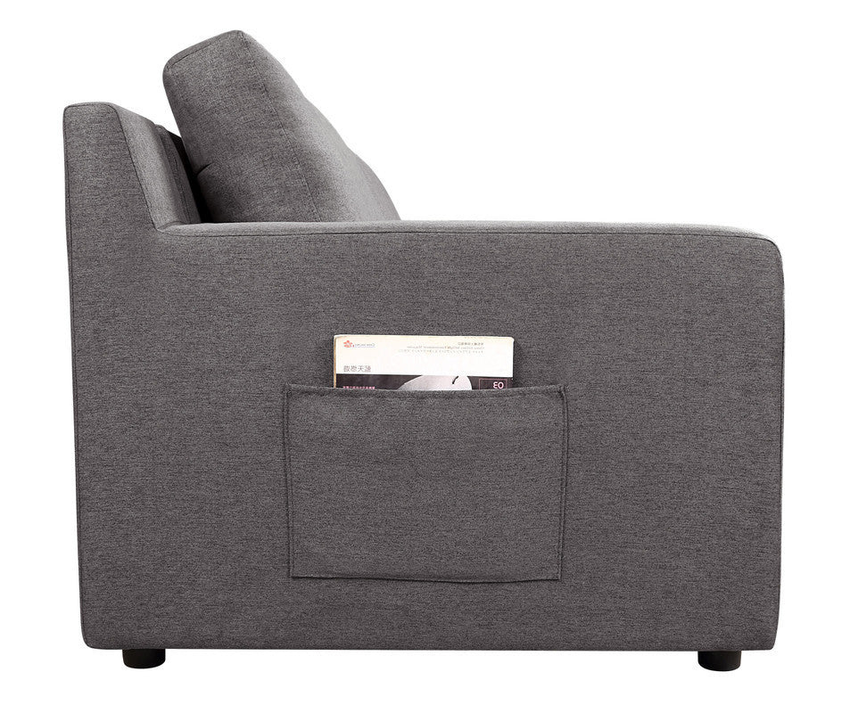 Waylon Gray Linen 4-Seater Sectional Sofa Chaise with Pocket