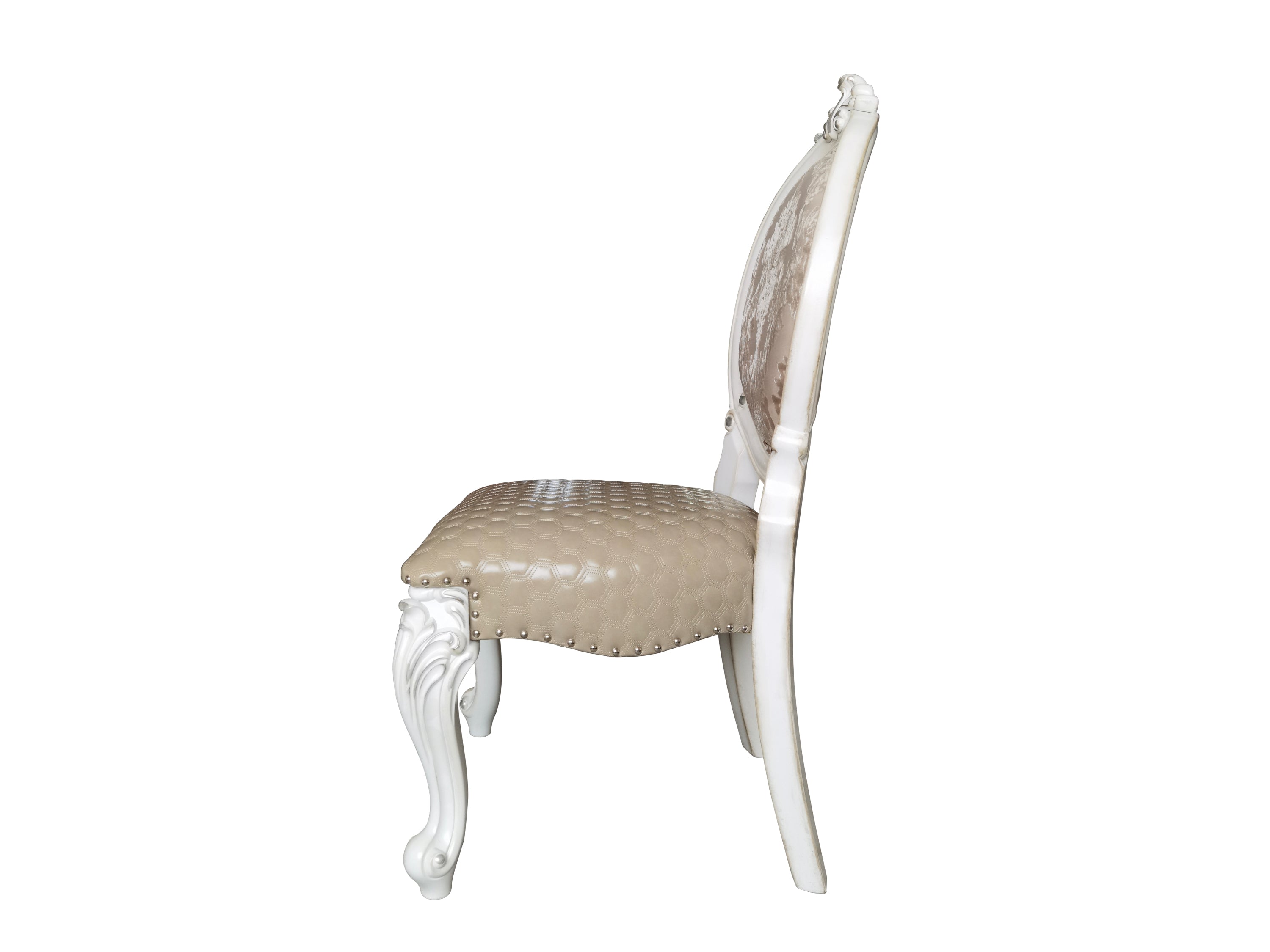 ACME Versailles  Side Chair (Set-2), PU & Bone White Finsih DN01389