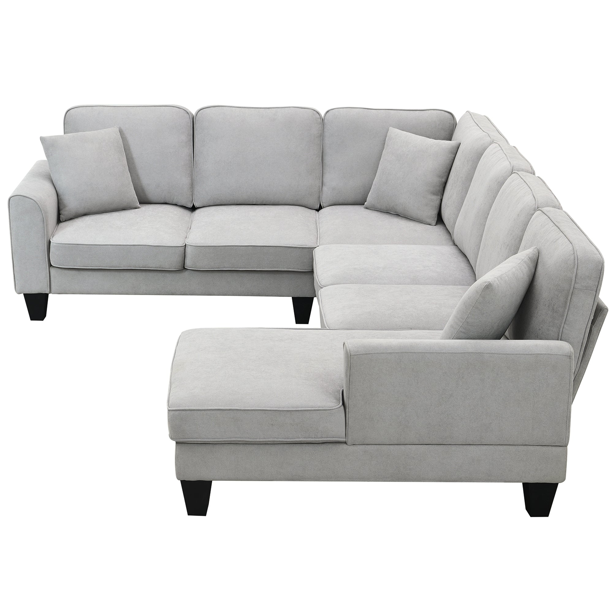 [VIDEO provided] [New] 108*85.5" Modern U Shape Sectional Sofa, 7 Seat Fabric Sectional Sofa Set with 3 Pillows Included for Living Room, Apartment, Office,3 Colors