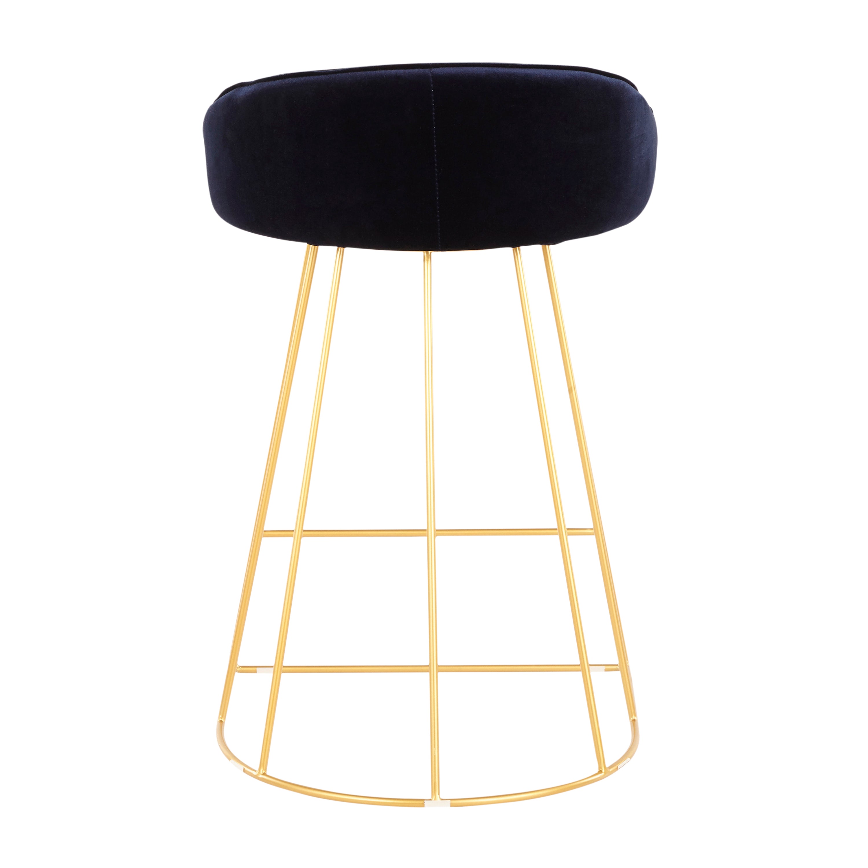 Canary Contemporary Counter Stool in Gold with Blue Velvet by LumiSource - Set of 2