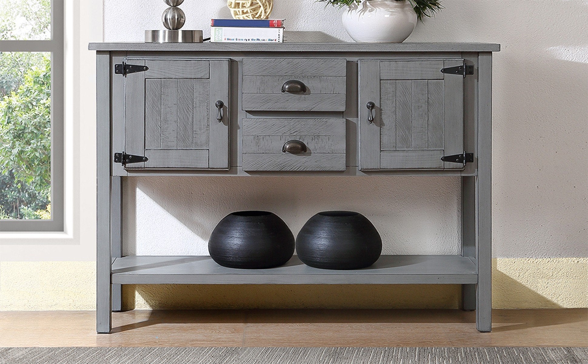 Wood Sideboard Console Table (Antique Gray)