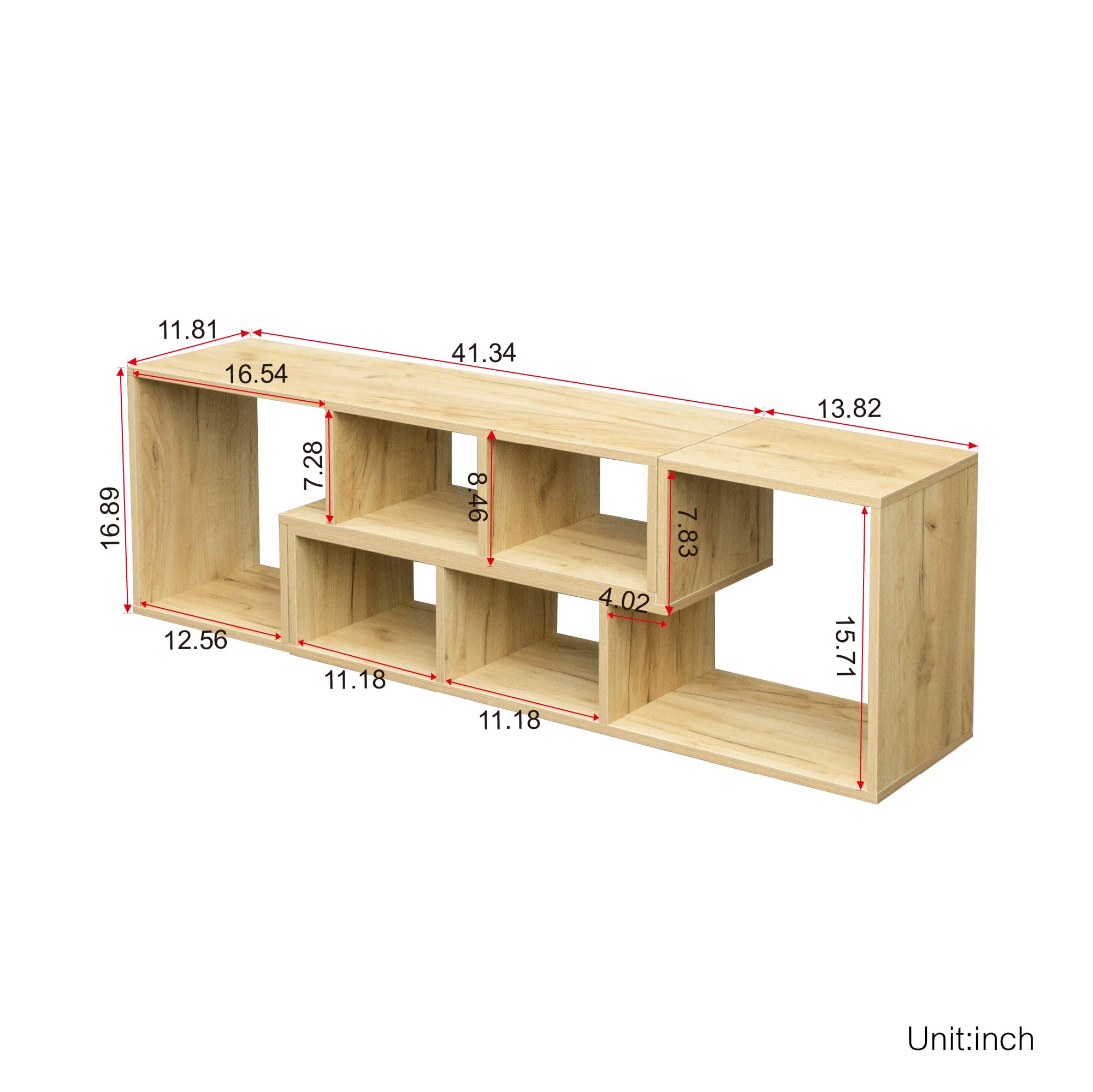 Double L-Shaped Oak TV Stand,Display Shelf ,Bookcase for Home Furniture,OAK