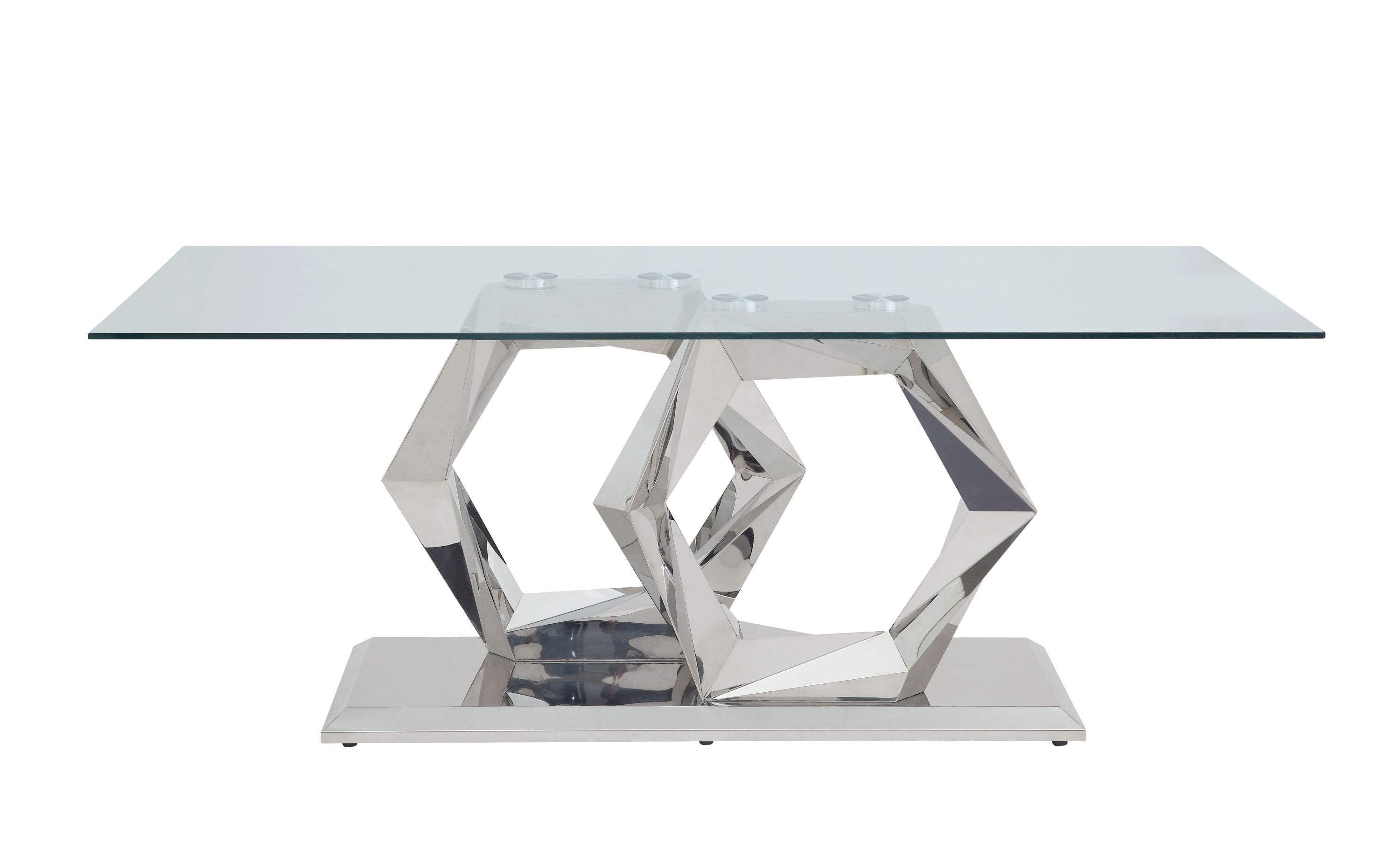 ACME Gianna Dining Table, Clear Glass & Stainless Steel 72470