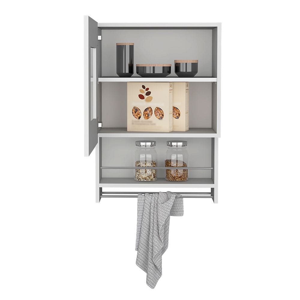 Kitchen Wall Cabinet Papua, Three Shelves, White Finish