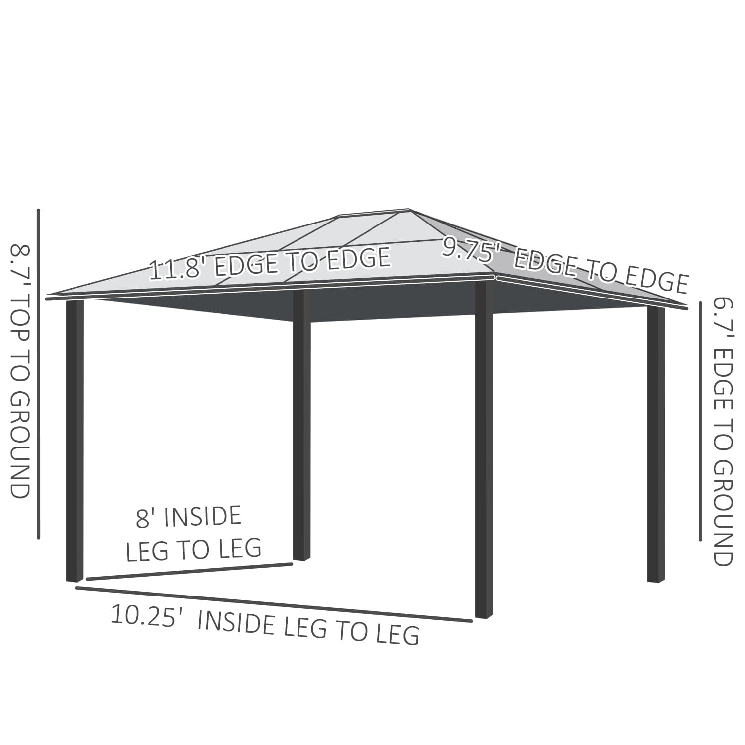 10' x 12' Hardtop Gazebo Canopy with Polycarbonate Roof, Aluminum Frame, Permanent Pavilion Outdoor Gazebo with Netting and Curtains for Patio, Garden, Backyard, Lawn, Deck