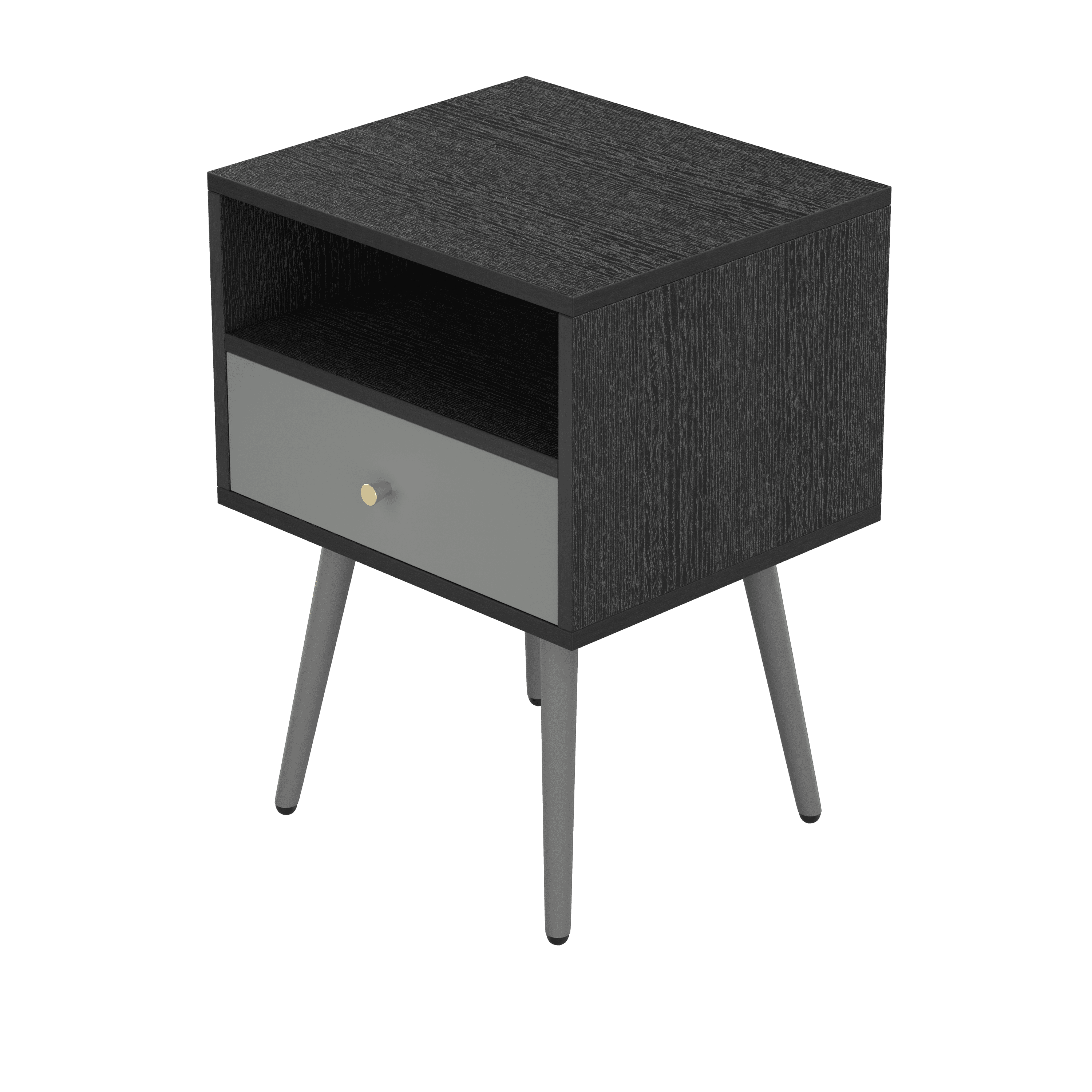 Update Modern Nightstand with 1Drawers, Suitable for Bedroom/Living Room/Side Table (Dark Grey)