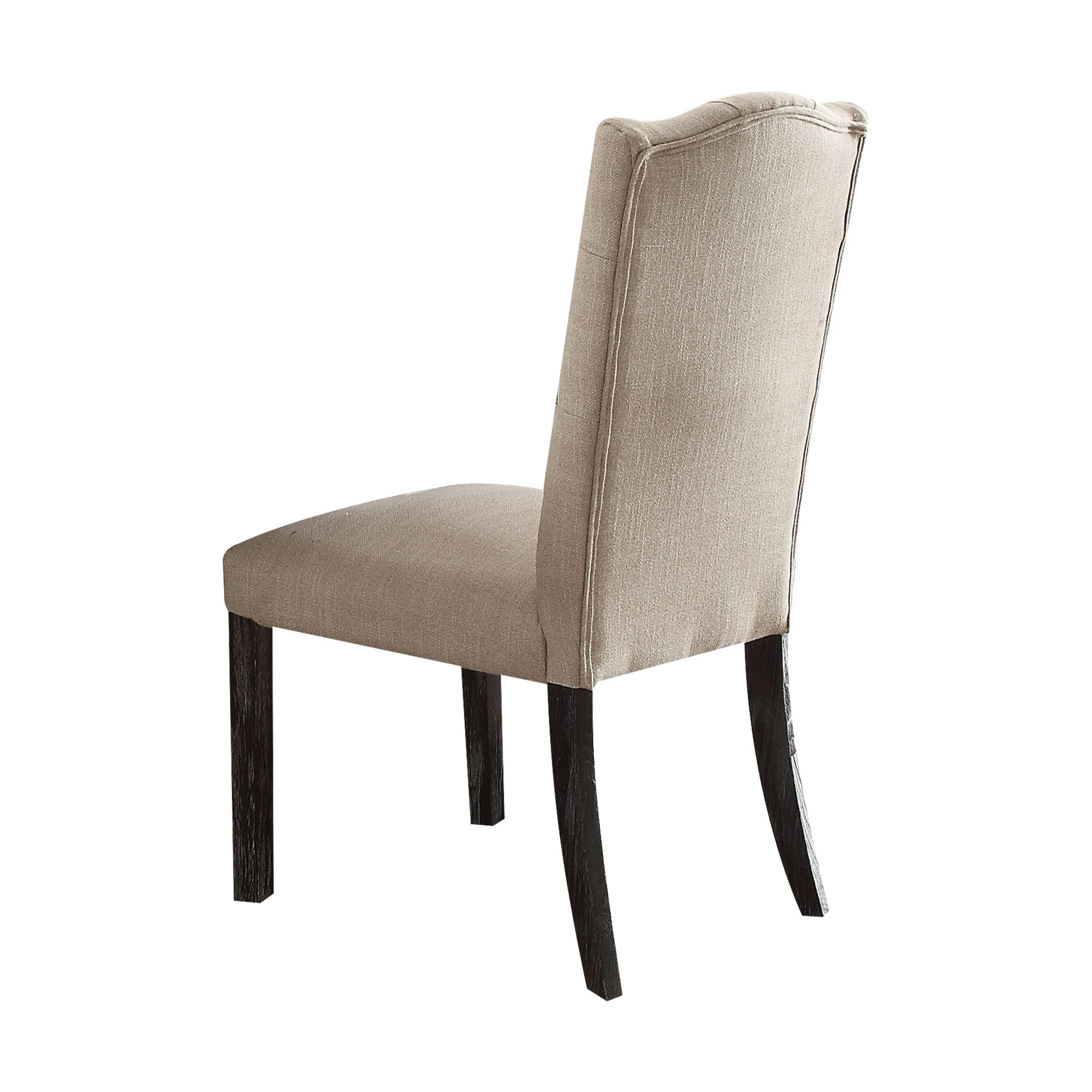 ACME Gerardo Side Chair (Set-2) in Beige Linen & Weathered Espresso 60822