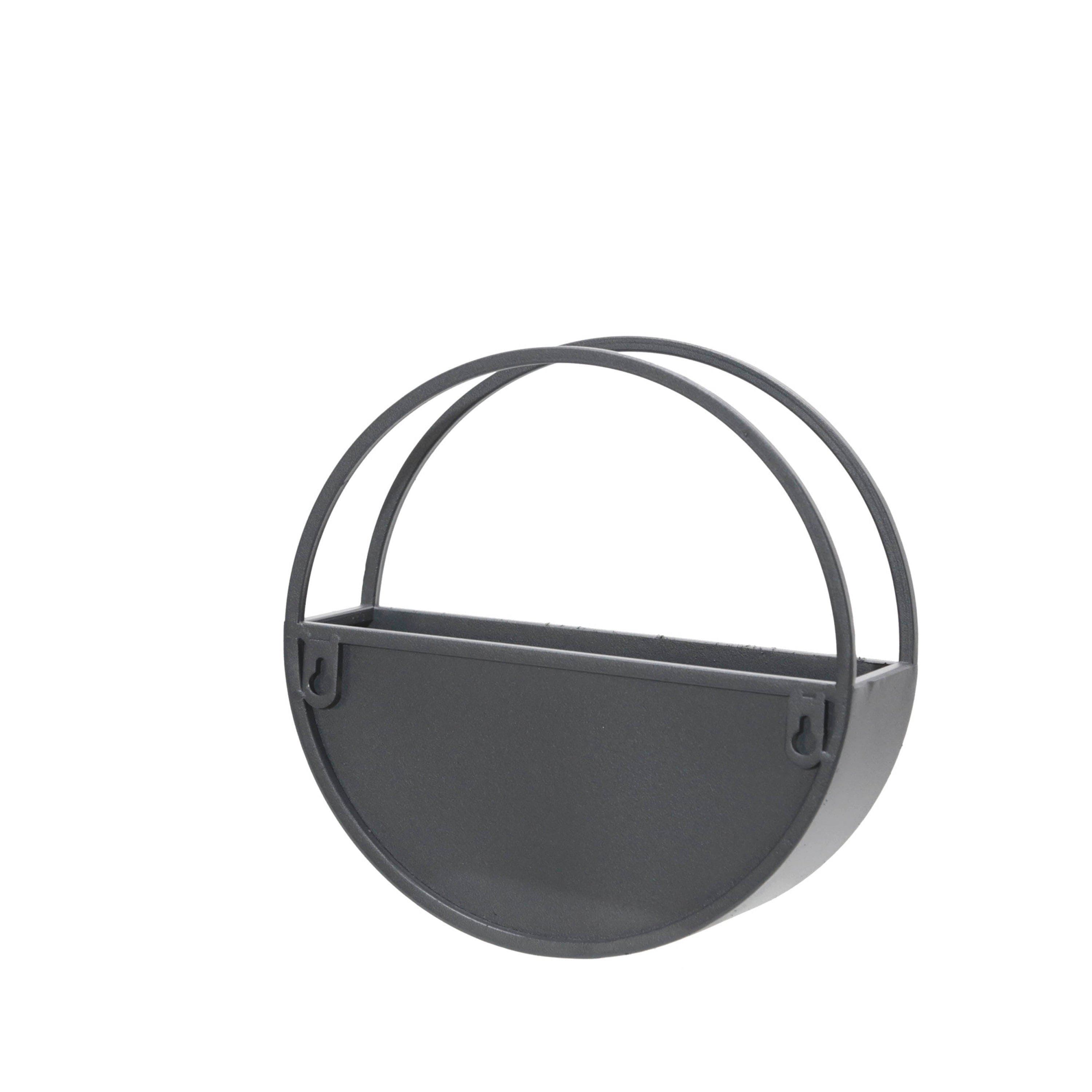 S/2 METAL 9/12" ROUND WALL PLANTERS, BLACK