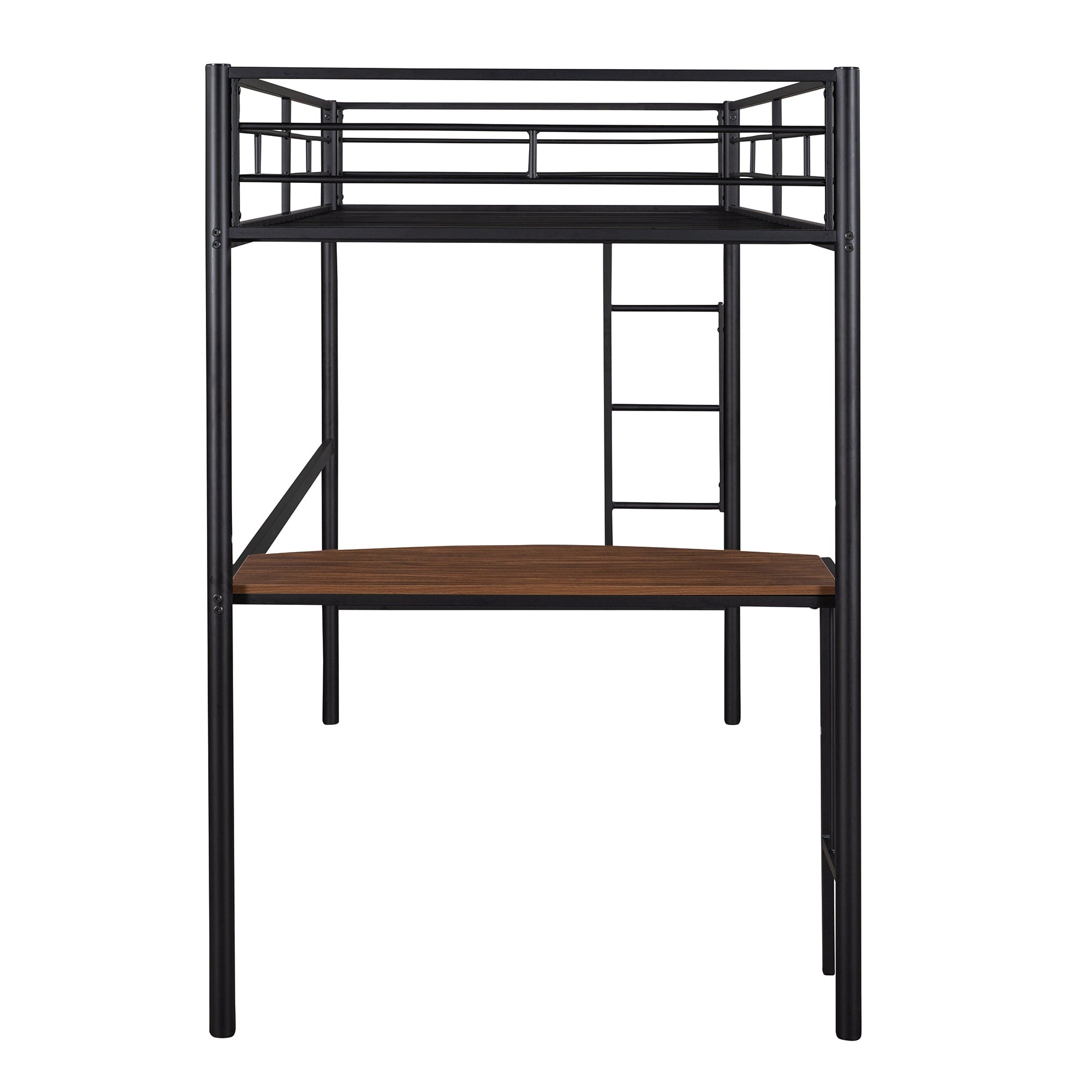 Twin Metal Bunk Bed with Desk, Ladder and Guardrails, Loft Bed for Bedroom, Black(OLD SKU : MF195191AAB)