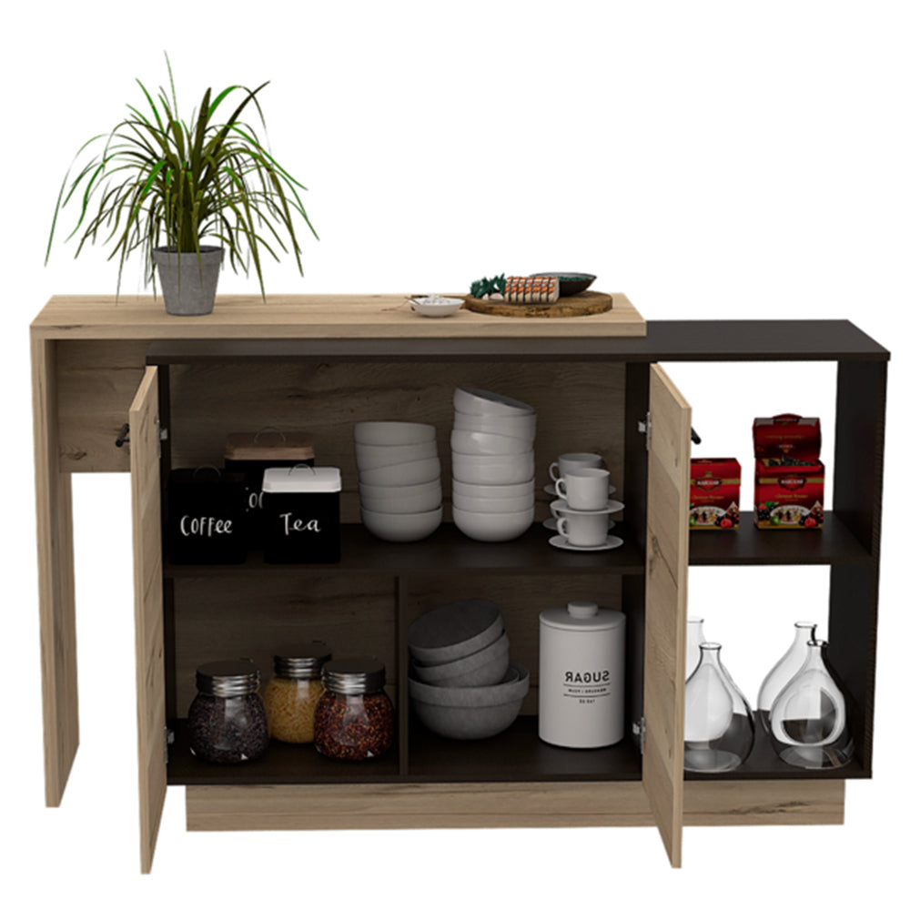 Chesterfield 2-Shelf 1-Drawer Kitchen Island Black Wengue and Light Oak