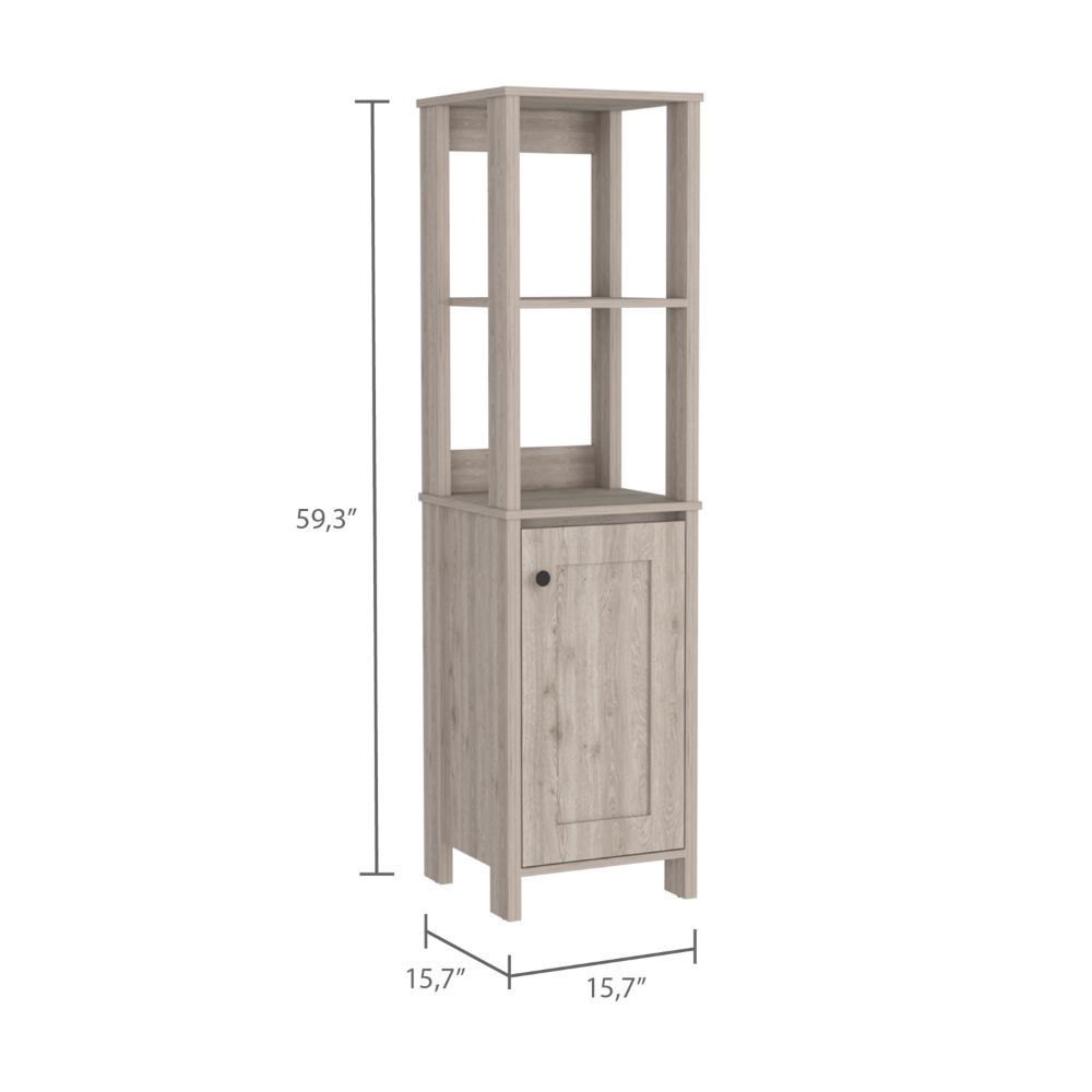 Linen Cabinet Jannes, Two Open Shelves, Single Door, Light Gray Finish