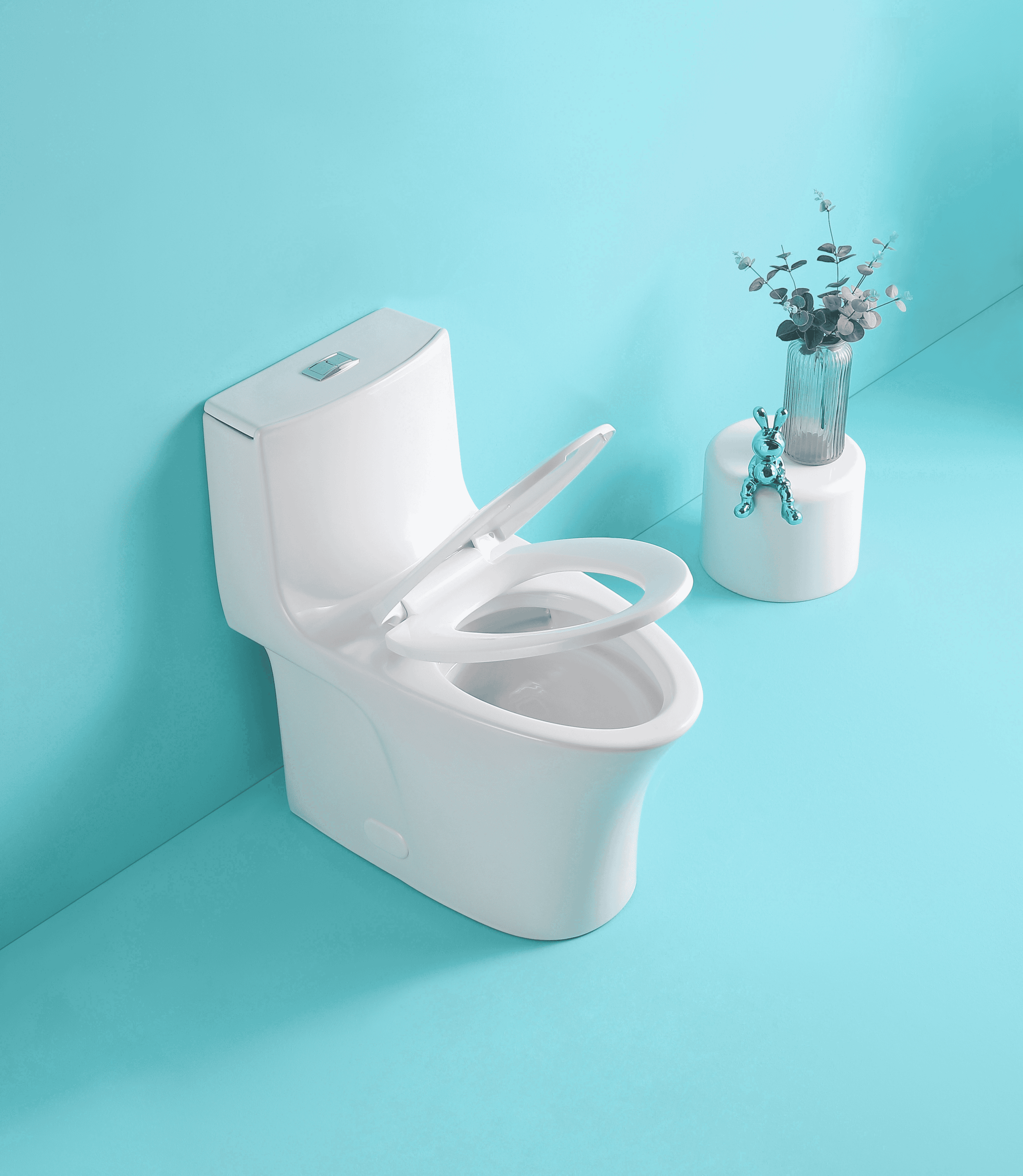 15 1/8 Inch 1.1/1.6 GPF Dual Flush 1-Piece Elongated Toilet with Soft-Close Seat - Gloss White  23T02-GW