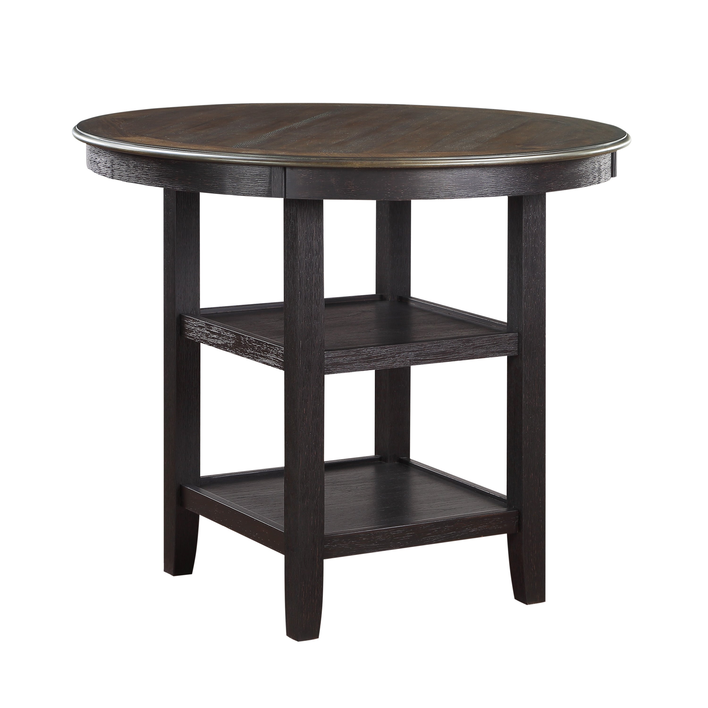 Brown and Black White Finish 1pc Counter Height Table with 2x Display Shelves Transitional Style Furniture