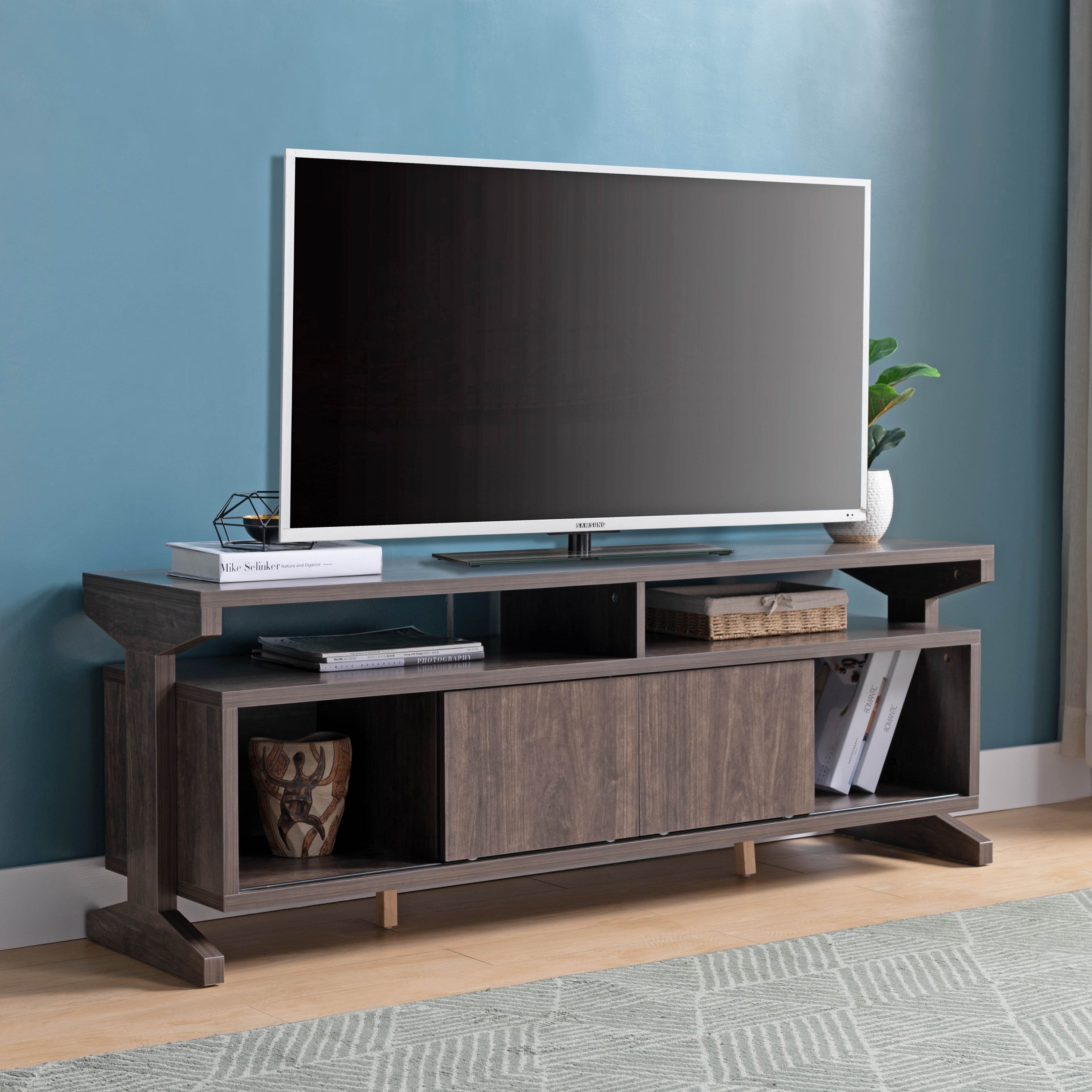 ID USA  213035 TV Stand Brown Walnut