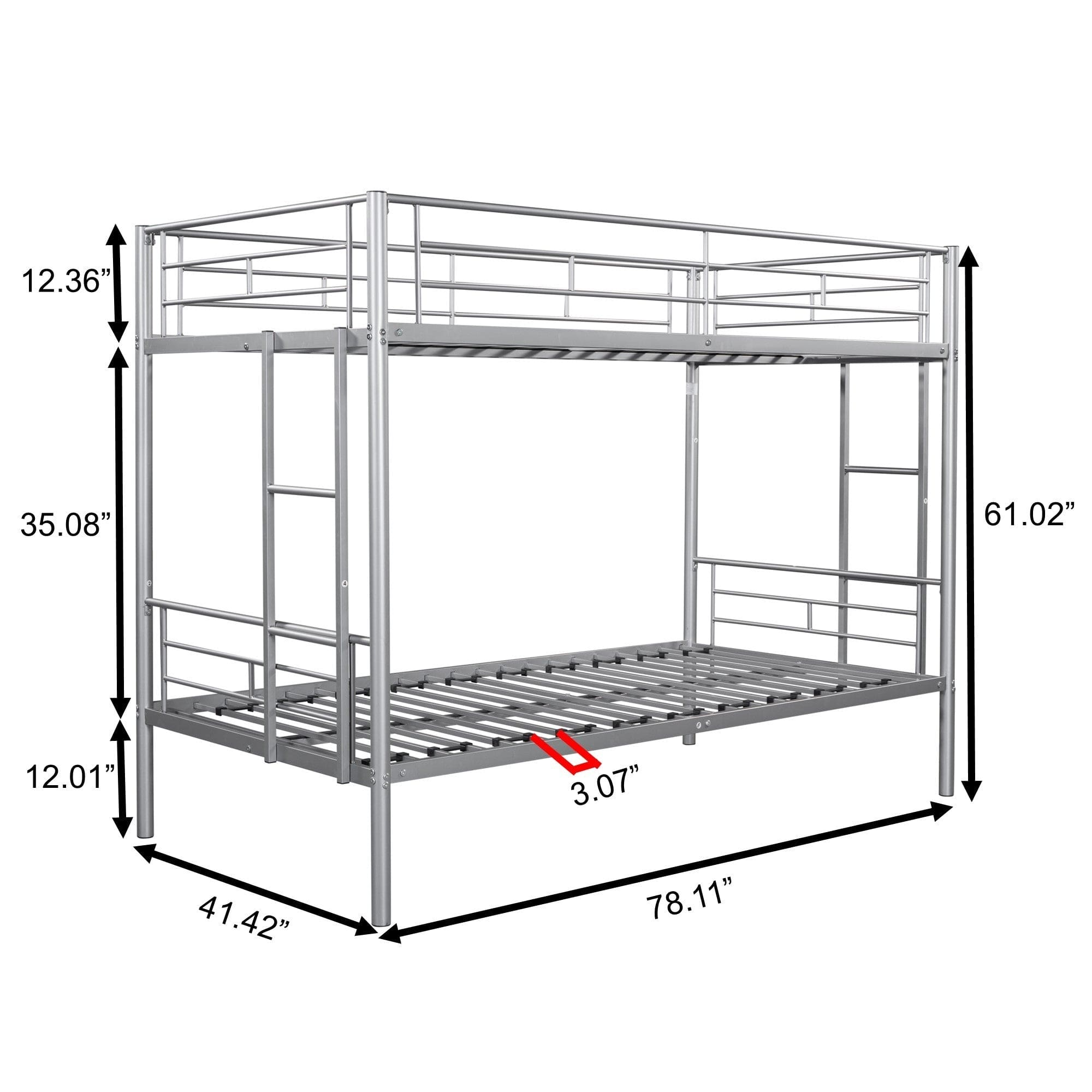 Metal Twin over Twin Bunk Bed/ Heavy-duty Sturdy Metal/ Noise Reduced Design/ Safety Guardrail/ 2 Side Ladders/ CPC Certified/ No Box Spring Needed