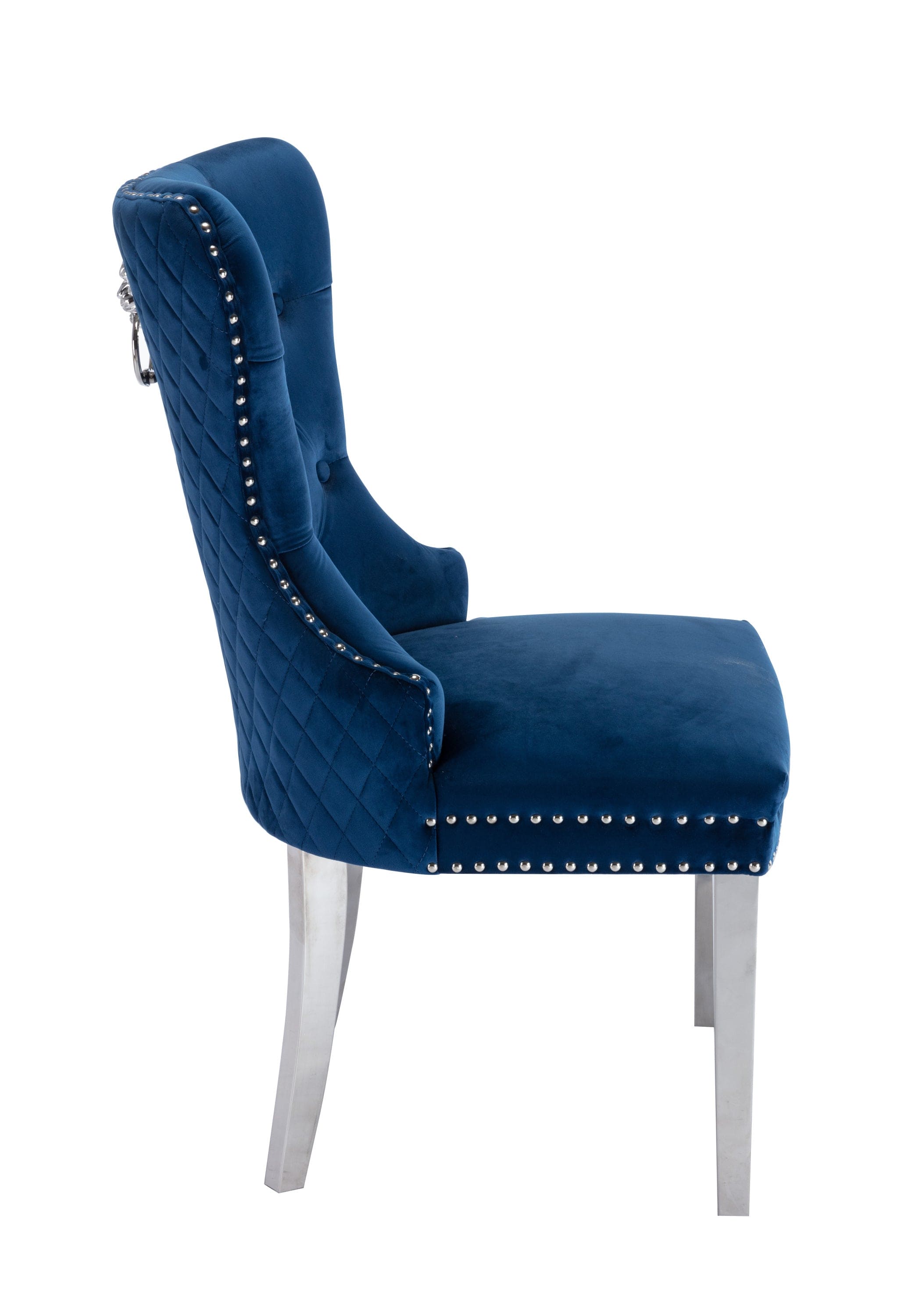 Simba Stainless Steel 2 Piece Chair Finish with Velvet Fabric in Blue