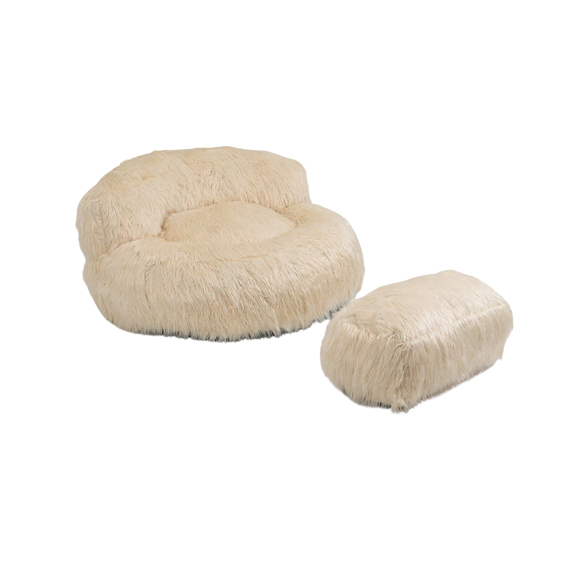 COOLMORE Bean Bag Chair Faux fur Lazy Sofa /Footstool Durable Comfort Lounger High Back Bean Bag Chair Couch for Adults and Kids, Indoor