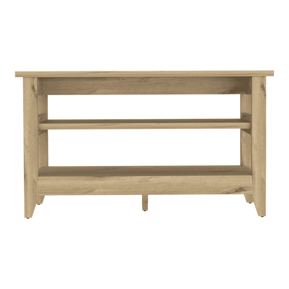 DEPOT E-SHOP Mason Storage Bench, Two Open Shelves, Light Oak