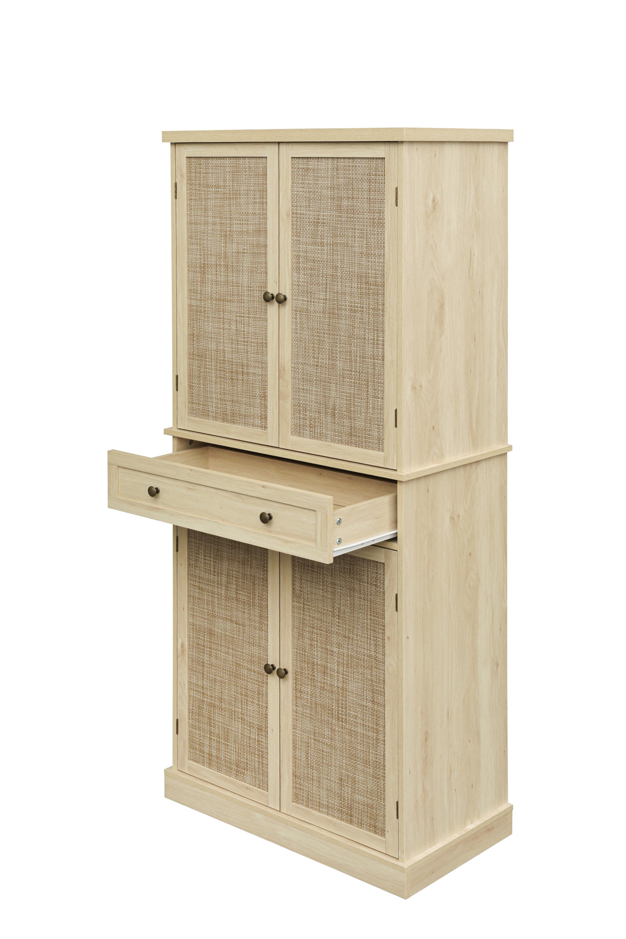 4 Door Cabinet with 1 Drawer, with 4 Adjustable Inner Shelves, Storage Cabinet