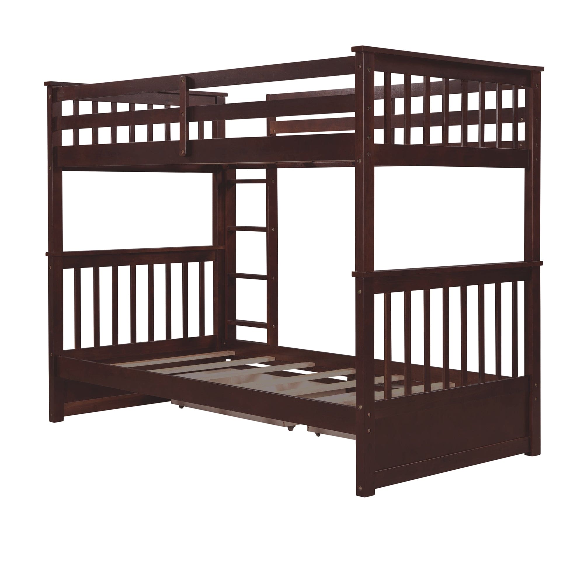 Twin-Over-Twin Bunk Bed with Ladders and Two Storage Drawers (Espresso)(OLD SKU:LT000265AAP)