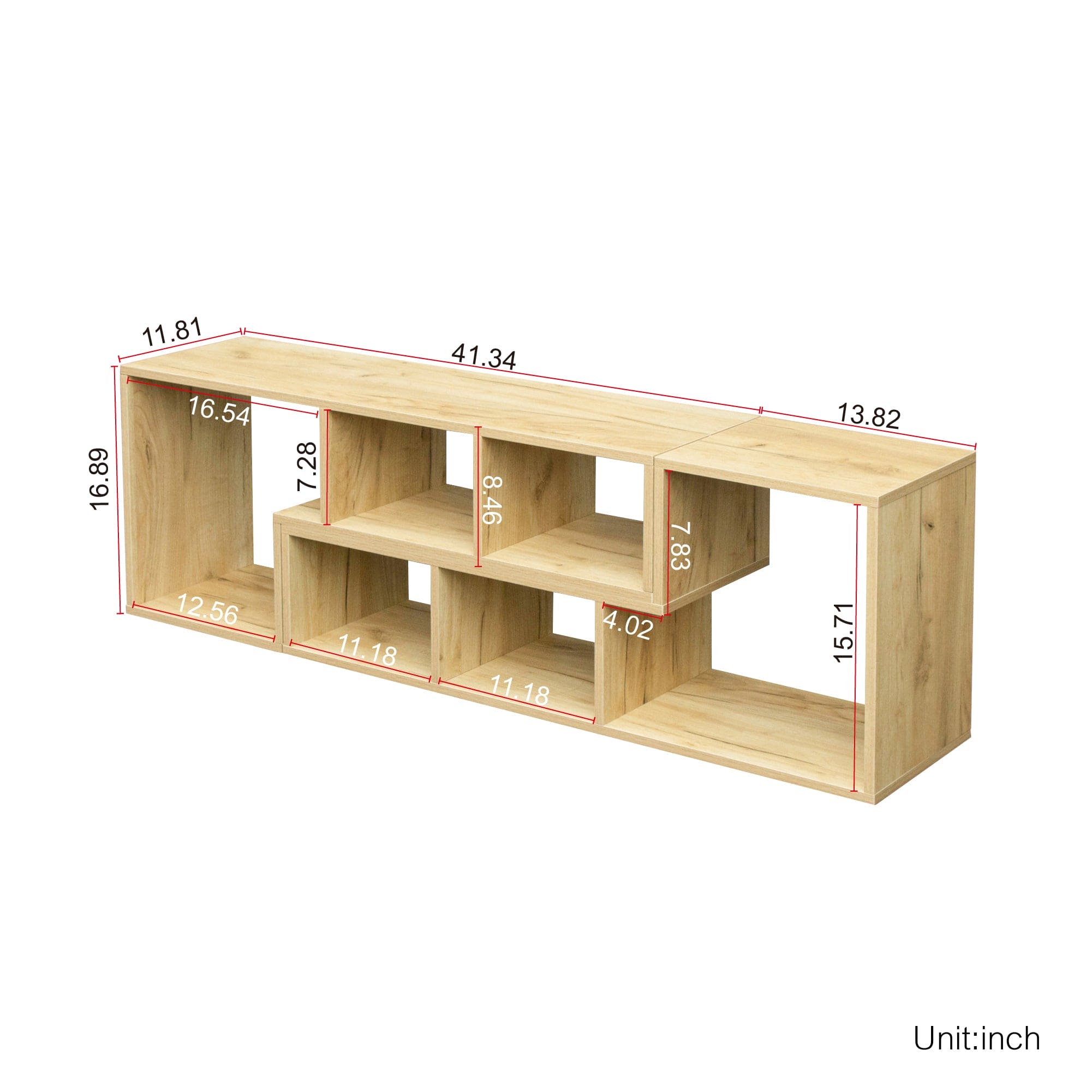 Double L-Shaped Oak TV Stand,Display Shelf ,Bookcase for Home Furniture,OAK